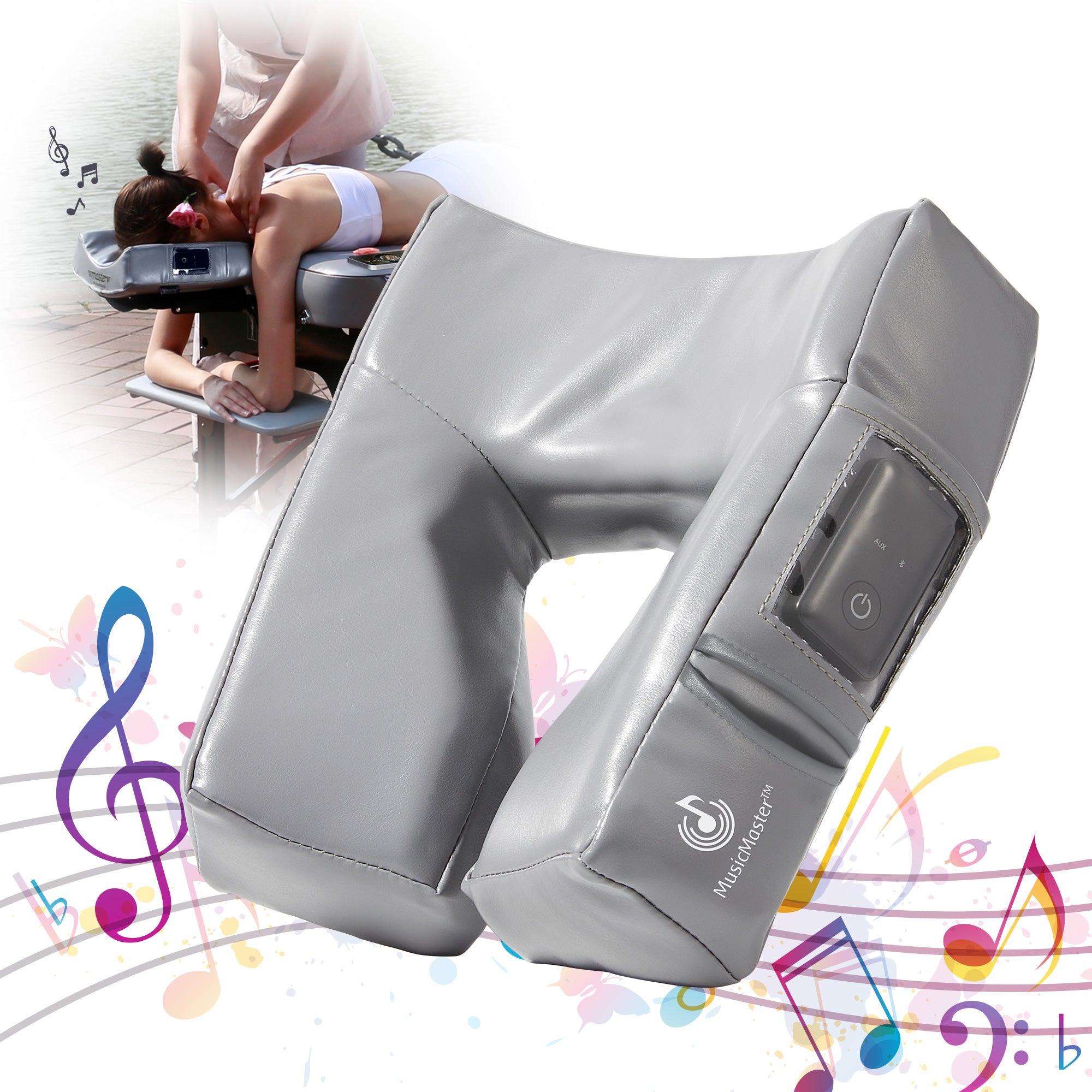 MusicMaster Bluetooth Massage Pillow with High Fidelity Sound - Ergonomic Memory Foam Face Cushion in Black Chocolate - Perfect for Relaxation, Travel & Home Spa Experience