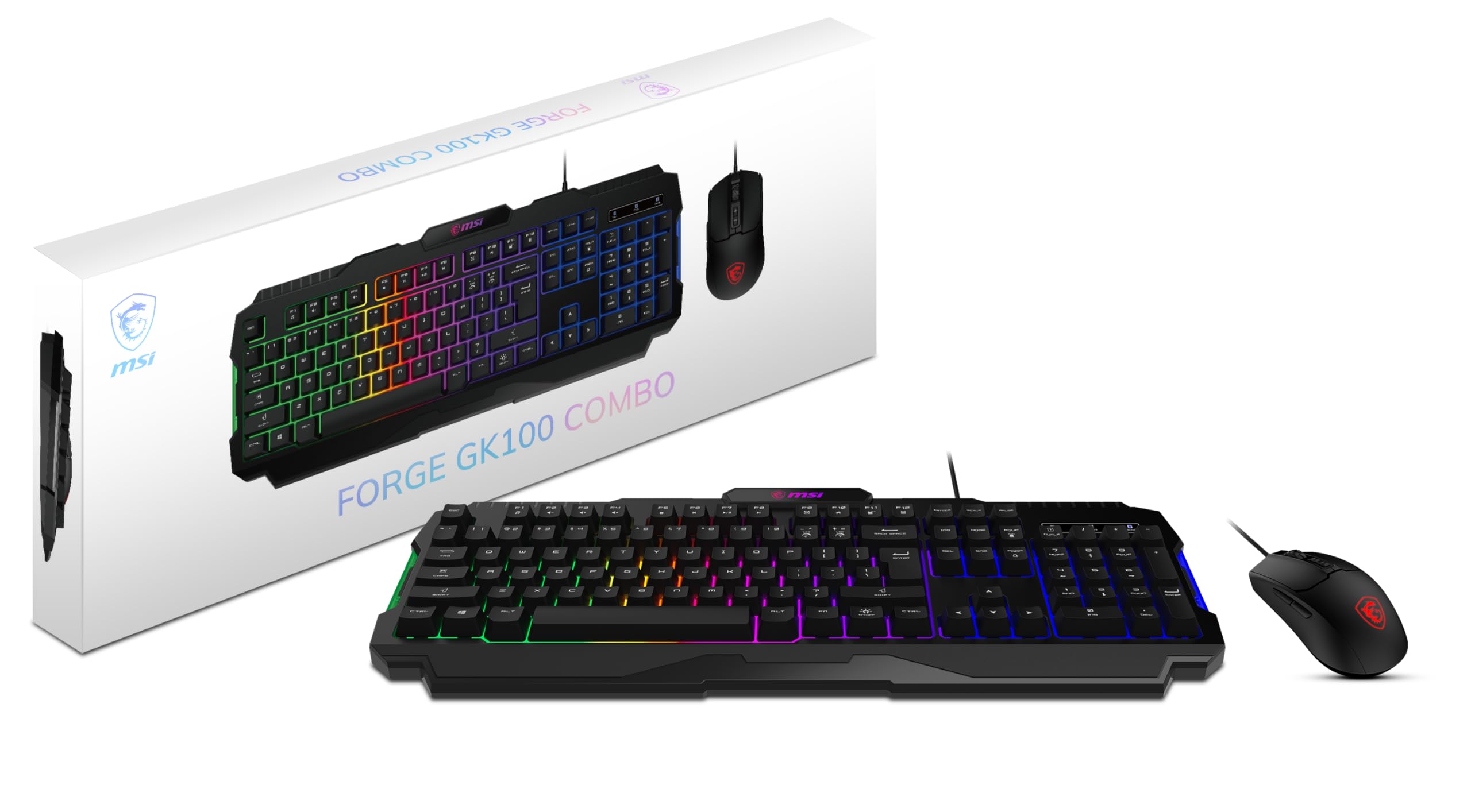 MSI GK100 RGB Gaming Keyboard & Mouse Set - 19-Key Anti-Ghosting, 6400 DPI for PC Gamers