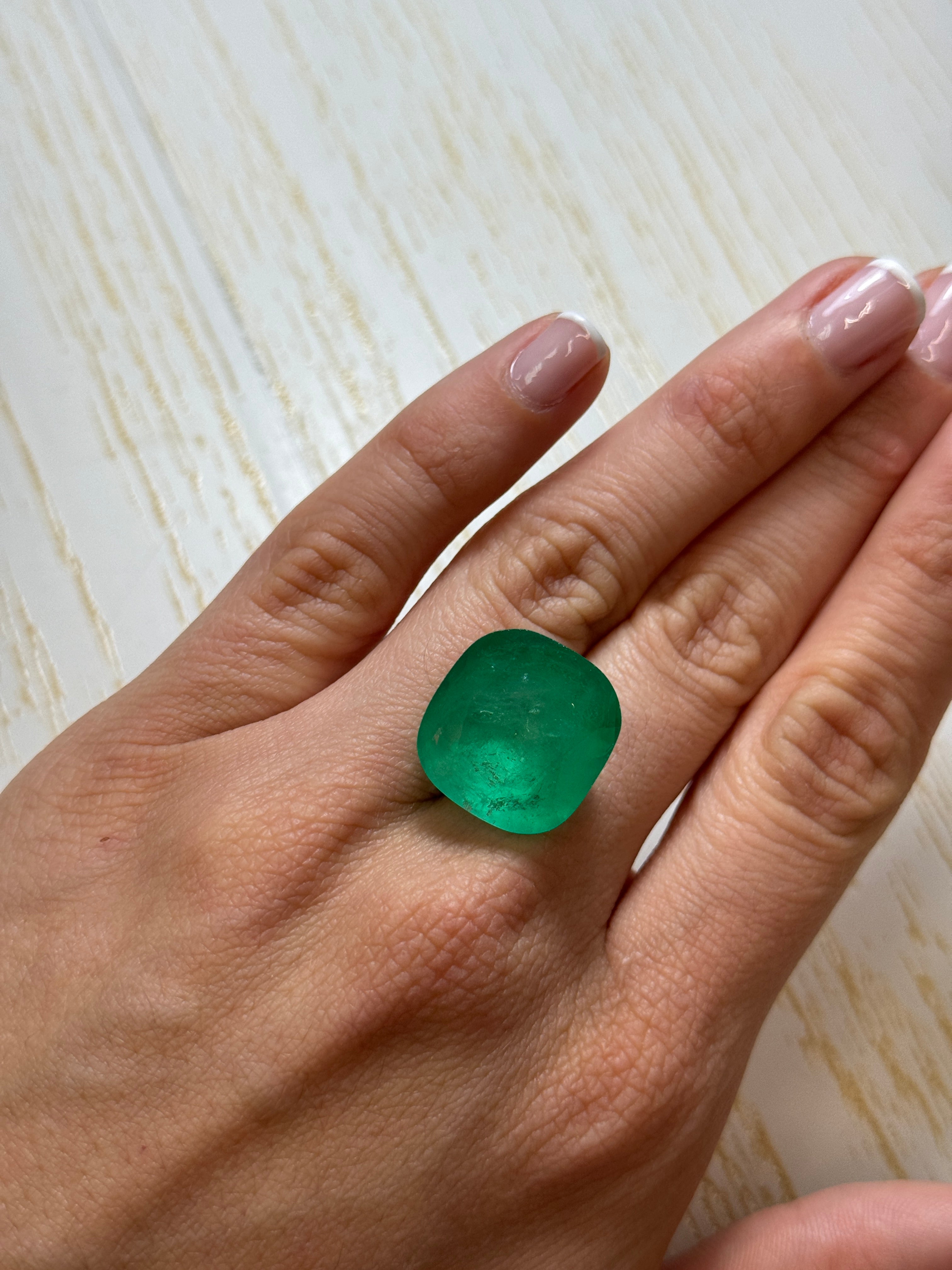 30.43 Carat Natural Colombian Emerald - Loose Cushion Cut Spring Green Gemstone for Jewelry Making & Engagement Rings