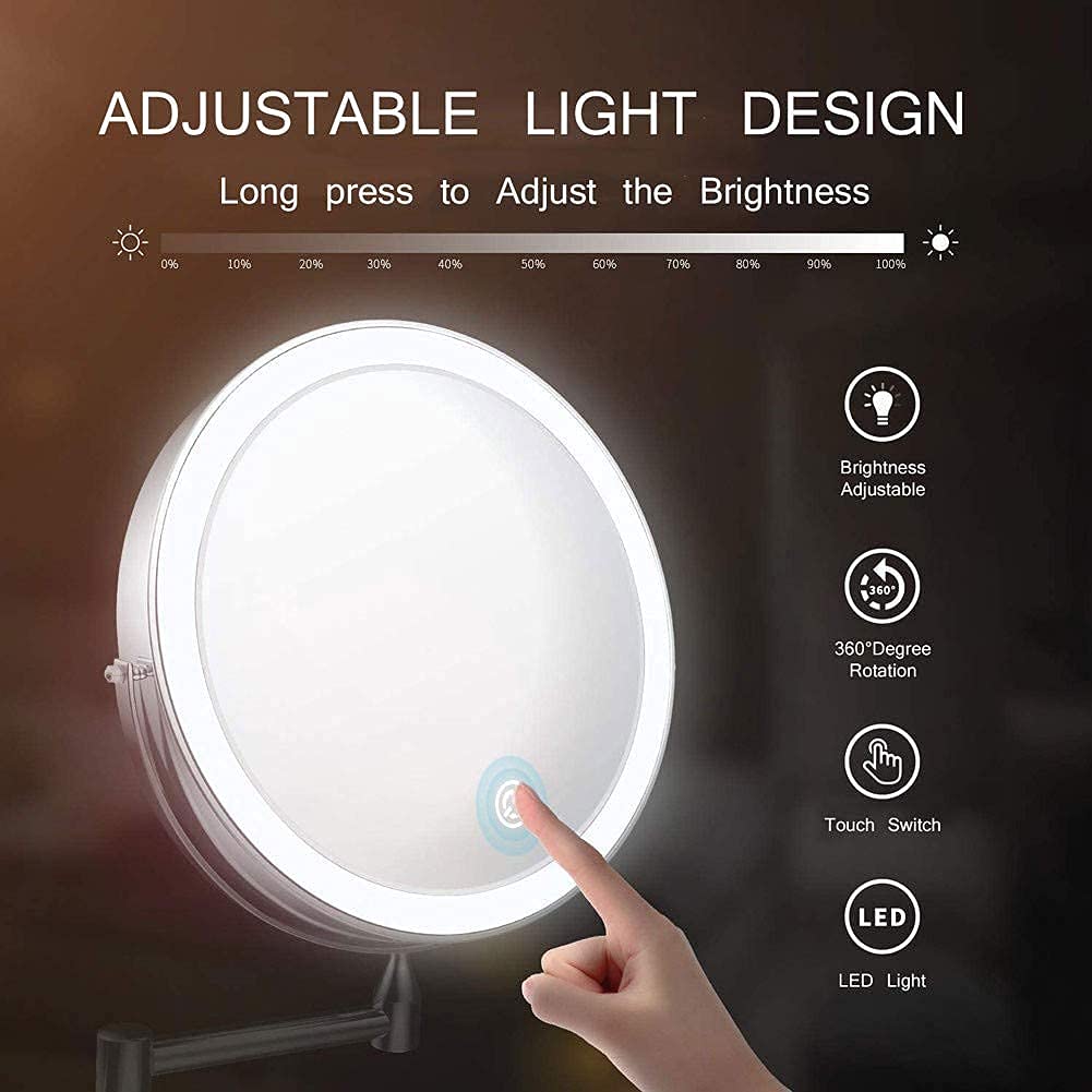 Premium Bathroom Mirror with 1X/8X Magnification - 360° Rotating Wall Mounted Shaving & Makeup Mirror for Perfect Grooming - Ideal for Home, Salon, and Hotel Bathrooms