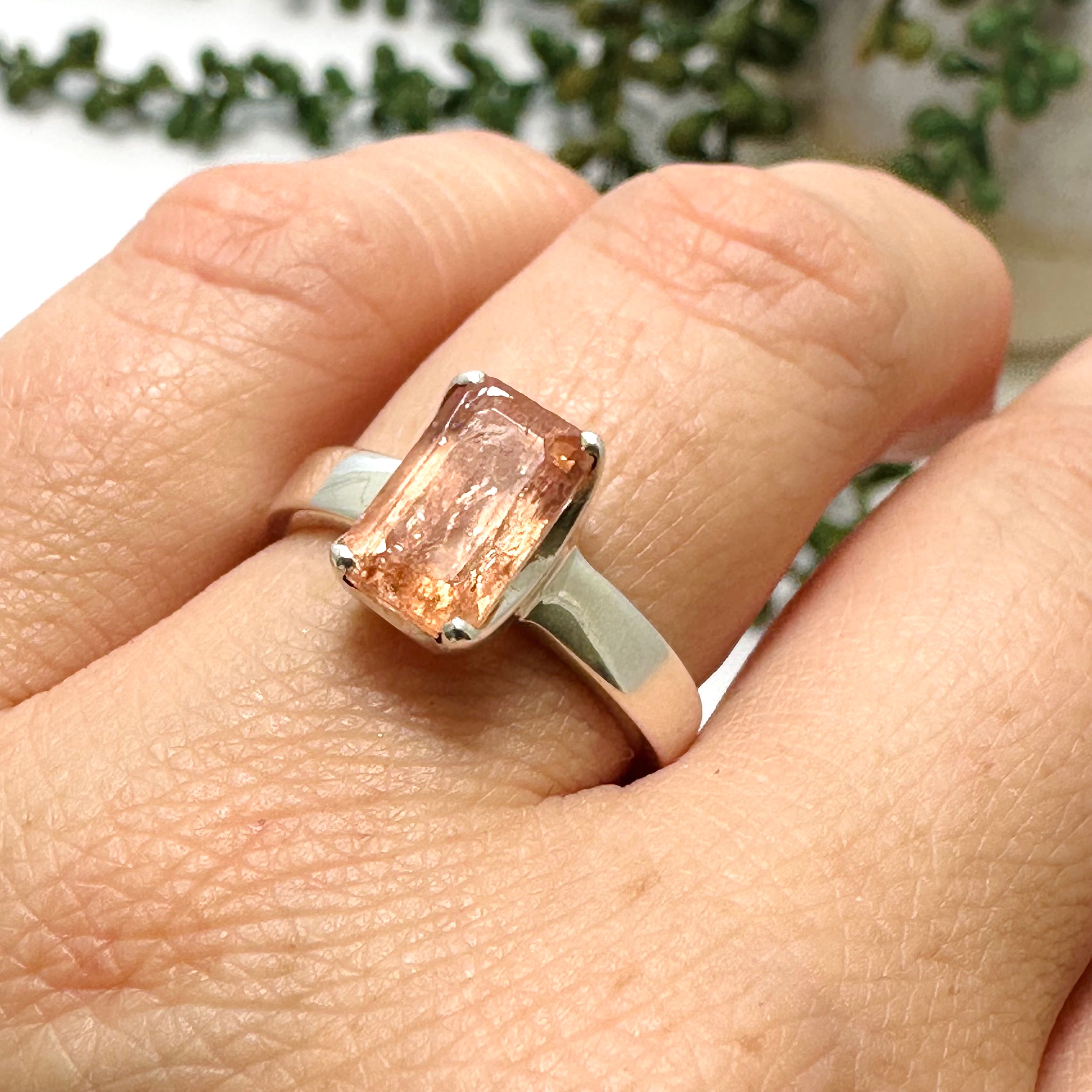 Imperial Topaz Rectangular Faceted Ring - Size 7 - PRGJ768 - Elegant Jewelry for Weddings, Parties & Special Occasions
