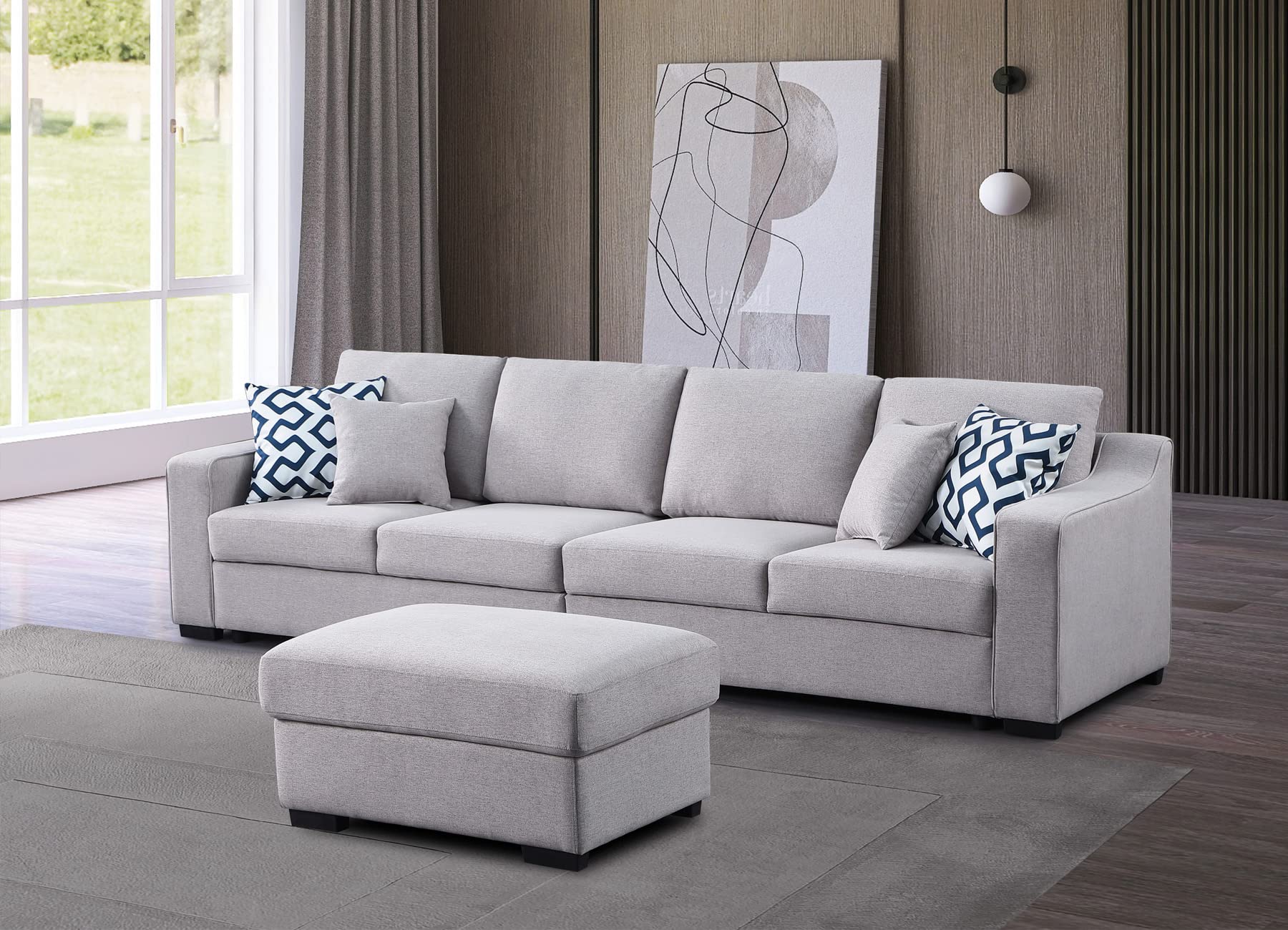**Asunflower Modular Sectional Sofa Middle Piece - Extra Armless Fabric Couch for Living Room, Grey - Perfect for Home Theater, Lounge & Small Spaces**
