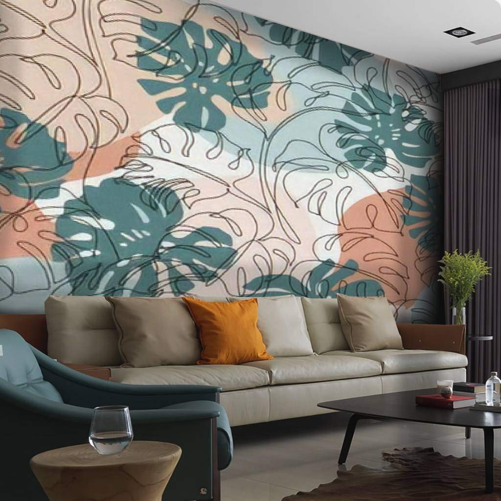 Minimalist Botanical Art Seamless Pattern PVC Wallpaper - Removable Self-Adhesive Contact Paper, Peel & Stick Waterproof Wall Covering for Living Room, Bedroom, Kitchen Decor (238cm x 336cm) - Perfect for Home Renovation, TV Backdrop & Interior Design Projects