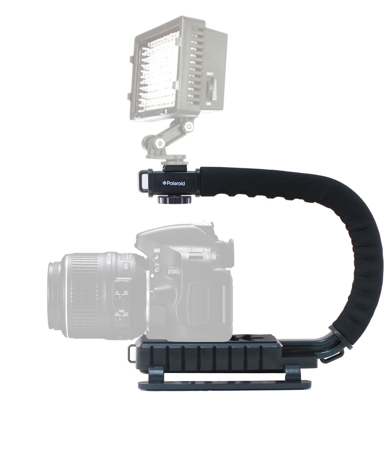 Professional Camera Stabilizing Handle Mount - Polaroid Sure-GRIP Action Grip for DSLR, Mirrorless & Camcorders | Perfect for Vlogging, Travel & Sports Photography