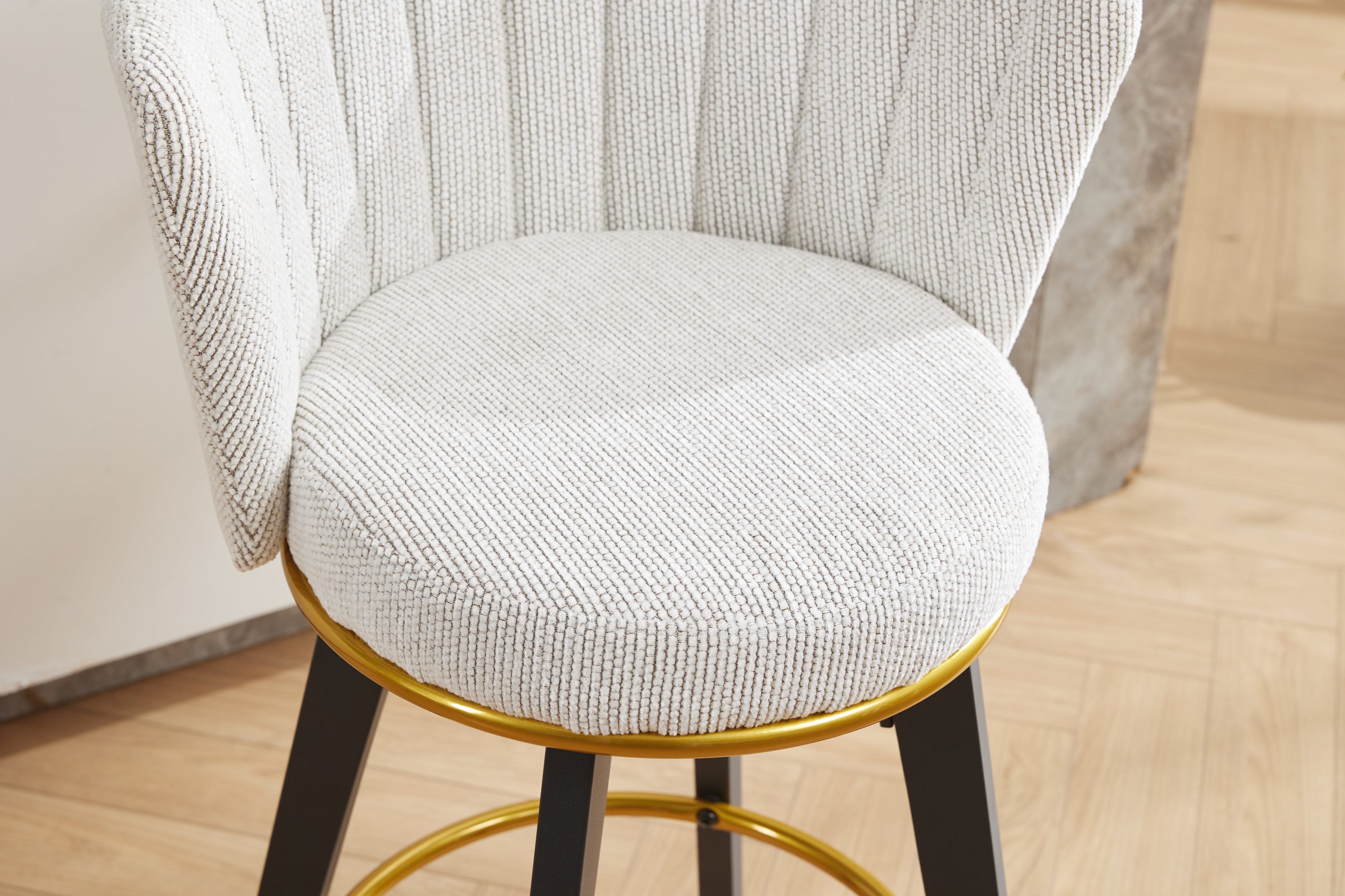 2-Pack Counter Height Bar Stools with 360° Swivel, Upholstered Back & Metal Legs - 26 Inch Seat Height, Velvet Fabric & Gold Footrest - Perfect for Kitchen Islands, Breakfast Bars & Home Decor
