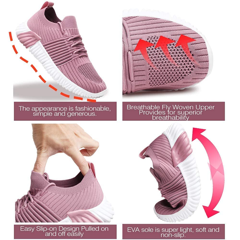 JSWEI Women's Walking Tennis Shoes - Breathable Slip-On Sneakers with Memory Foam & Air Cushion | Lightweight Comfortable Gym Shoes for Workout, Running & Casual Wear | Perfect for Walking, Fitness & Everyday Use