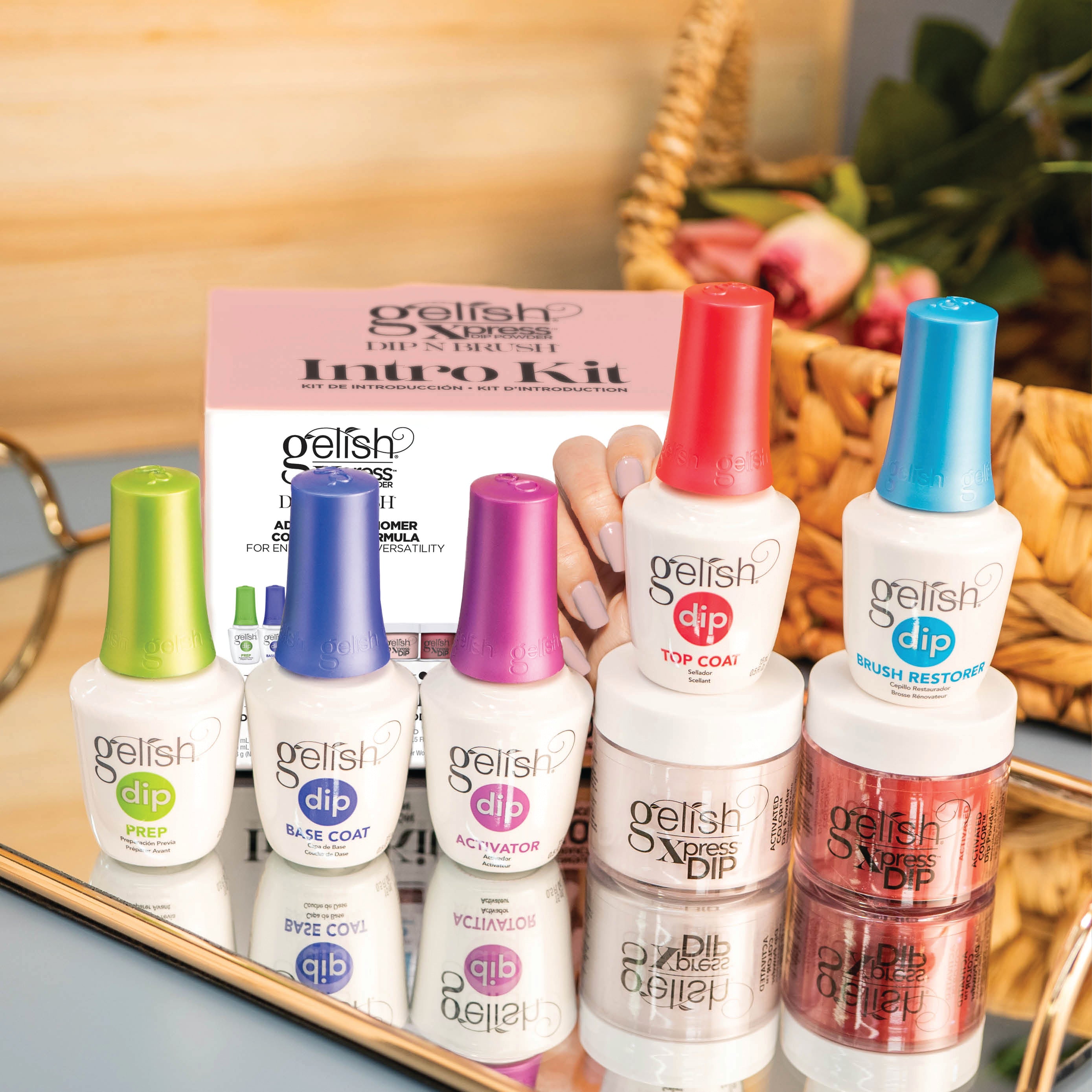 Gelish Dip Powder Starter Kit for Nails - Professional Manicure & Pedicure Set with Base, Top Coat & Colors - Perfect for At-Home Nail Salon & DIY Nail Art