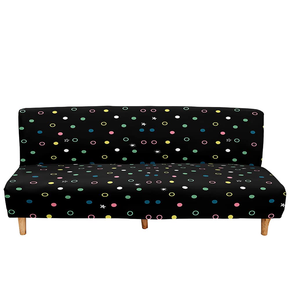 Stretch Armless Futon Cover - Soft Washable Polka Dot - Full Size for Home Decor