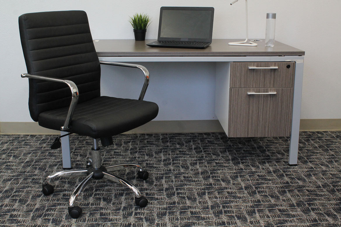 Boss Retro Task Chair with Chrome Fixed Arms B436C - Ergonomic Office Chair for Home & Work - Perfect for Long Hours at Desk, Computer Work & Study