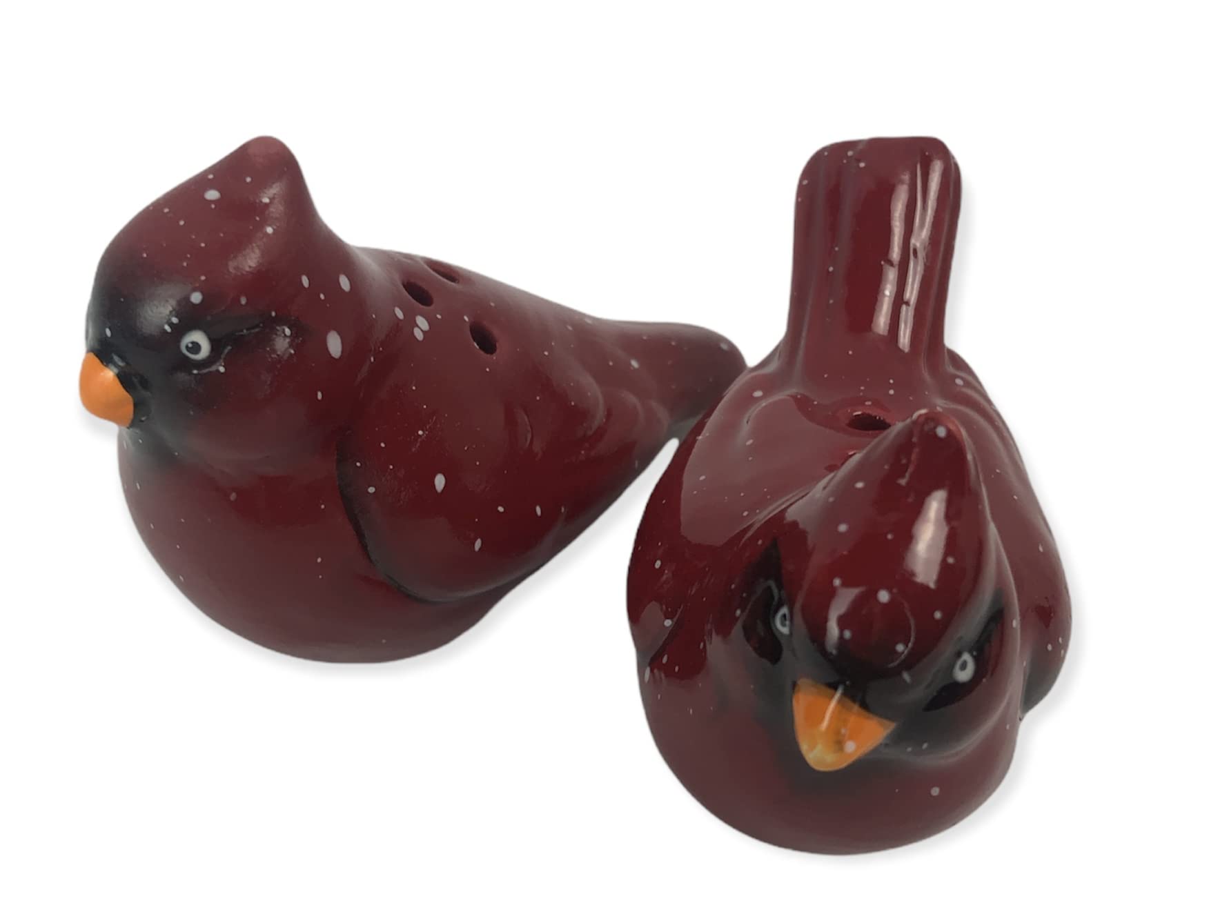 Red Cardinal Farmhouse Ceramic Salt and Pepper Shakers Set - Rustic Kitchen Decor for Dining Table, Coffee Bar, and Country Style Home