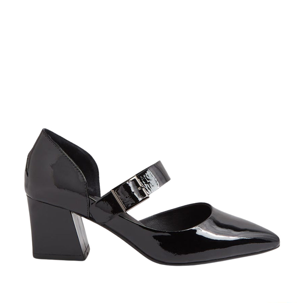 DJANGO & JULIETTE Women's Black Patent Leather High Heel Pumps - Elegant Dress Shoes for Office, Party & Special Occasions