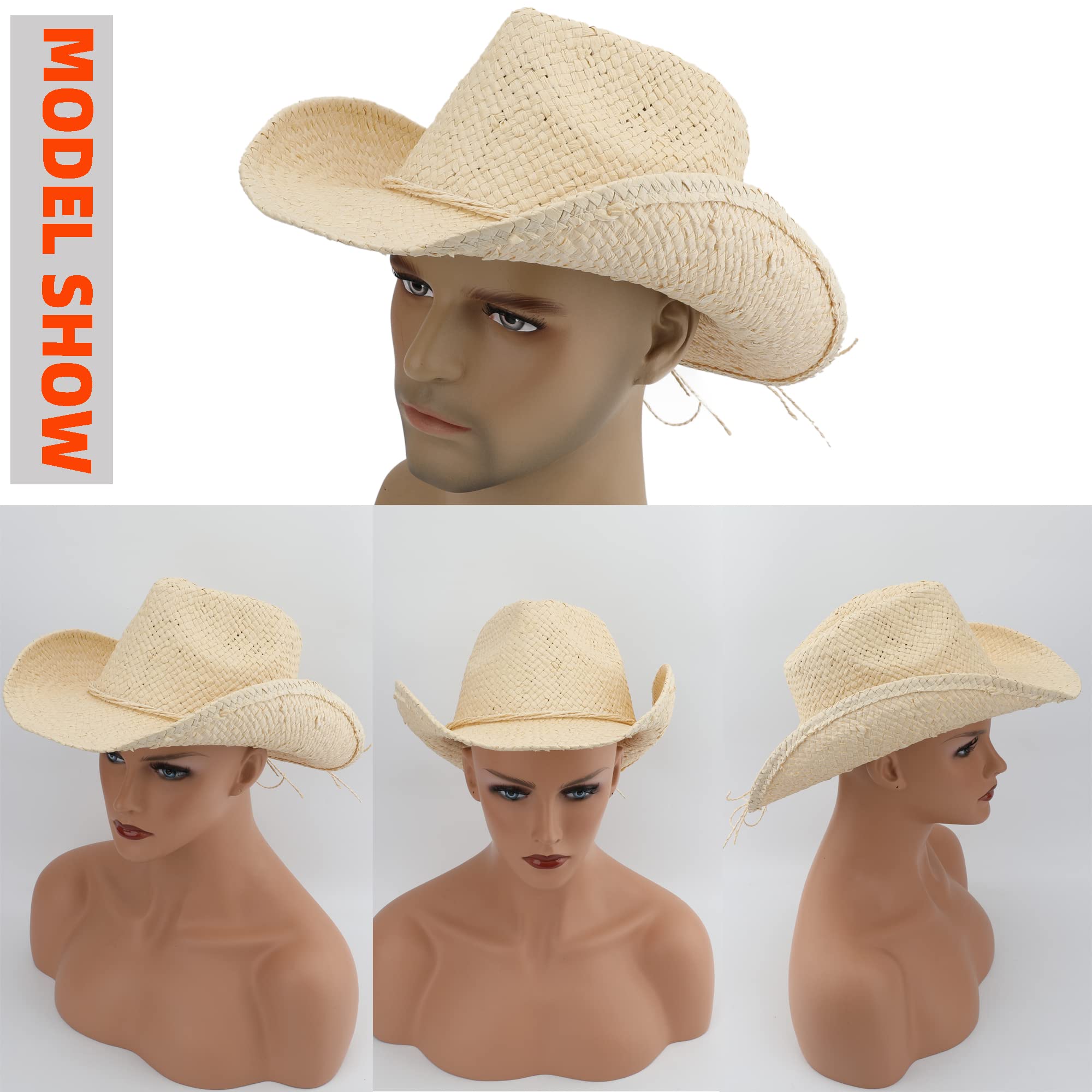 Stylish Cowboy Hat for Women & Men - Western Sun Straw Cowgirl Hat in Multiple Colors - Perfect for Rodeo, Country Music Festivals & Outdoor Adventures