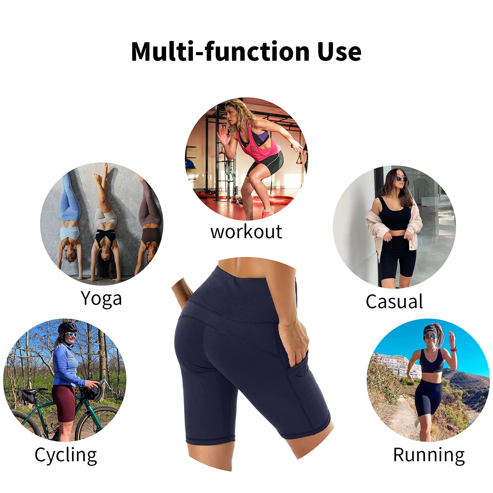 TYUIO Women's High Waist Biker Shorts - Tummy Control Workout Shorts for Gym, Yoga, Running & Cycling | Perfect for Fitness, Lounge & Everyday Wear