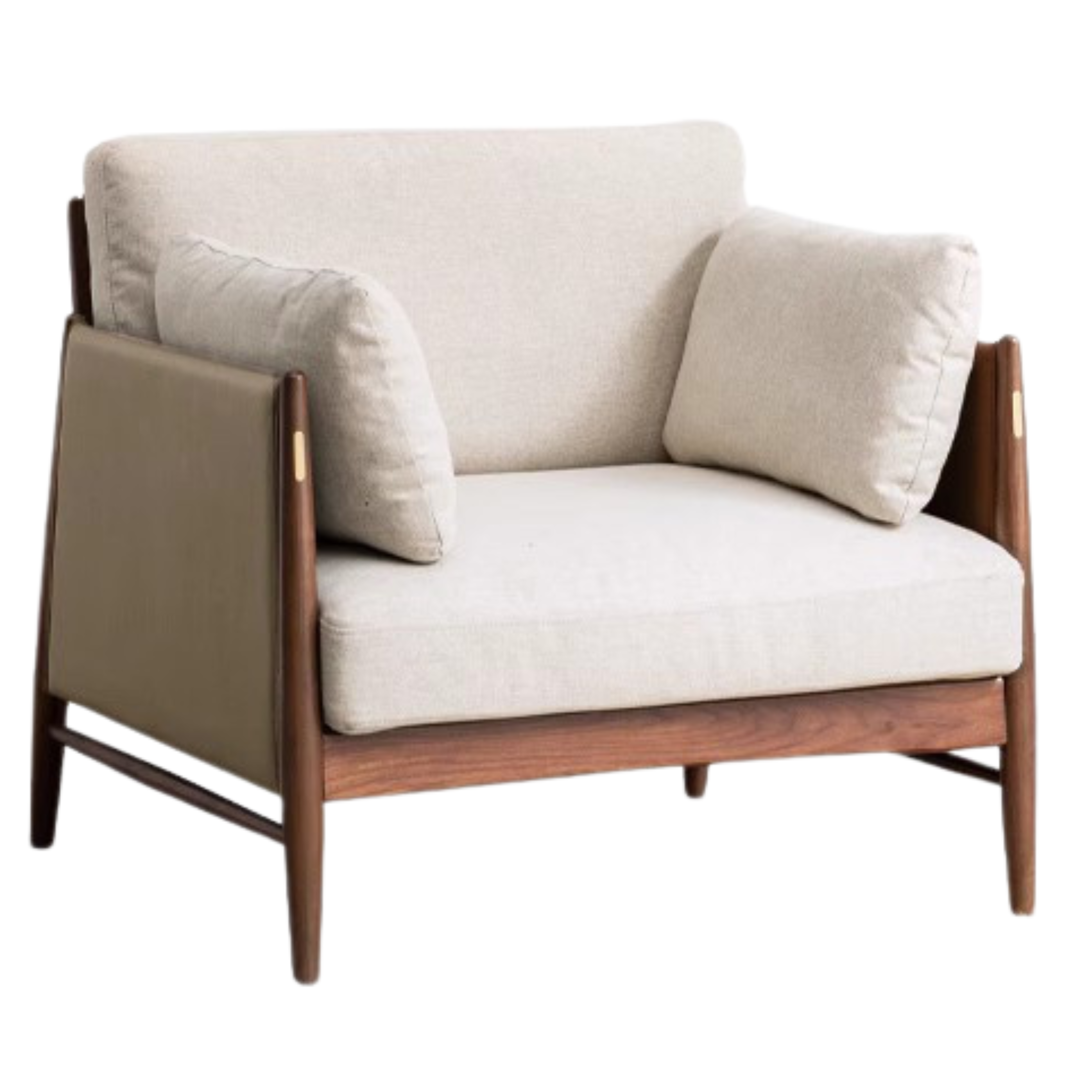 34.2x32.2x32.6 inch / 87x82x83 cm / brown + beige fabric / single seat