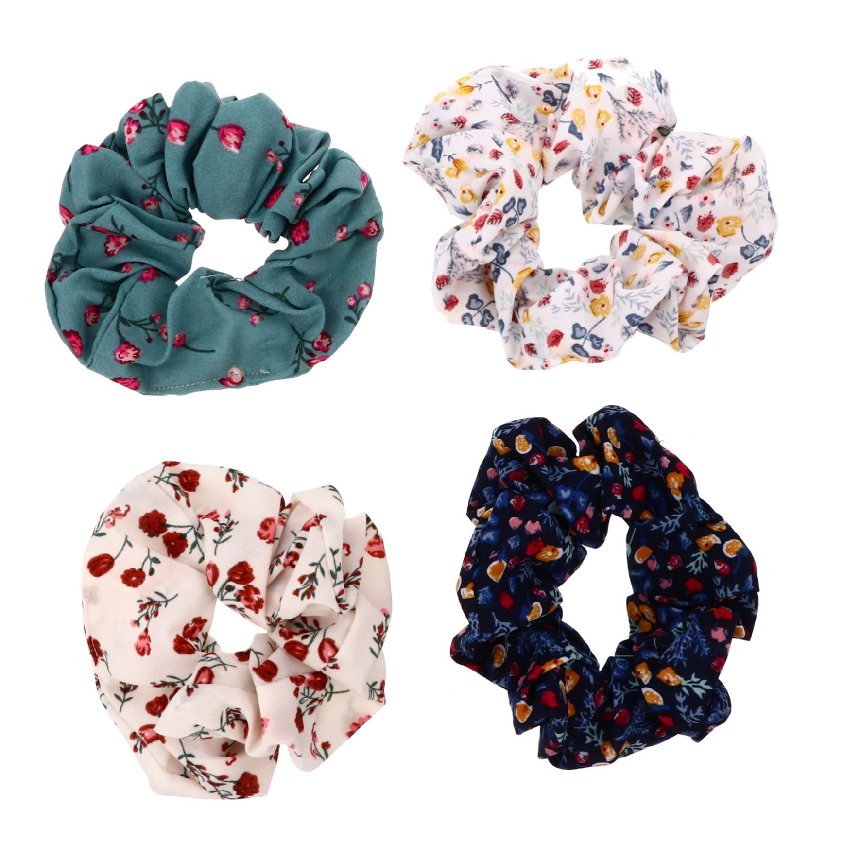 Lurrose 4pcs Oversized Scrunchies Hair Bands for Women - Soft Fabric Hair Ties, Elegant Hair Ribbons & Jeweled Hair Accessories for Party, Wedding, Daily Use