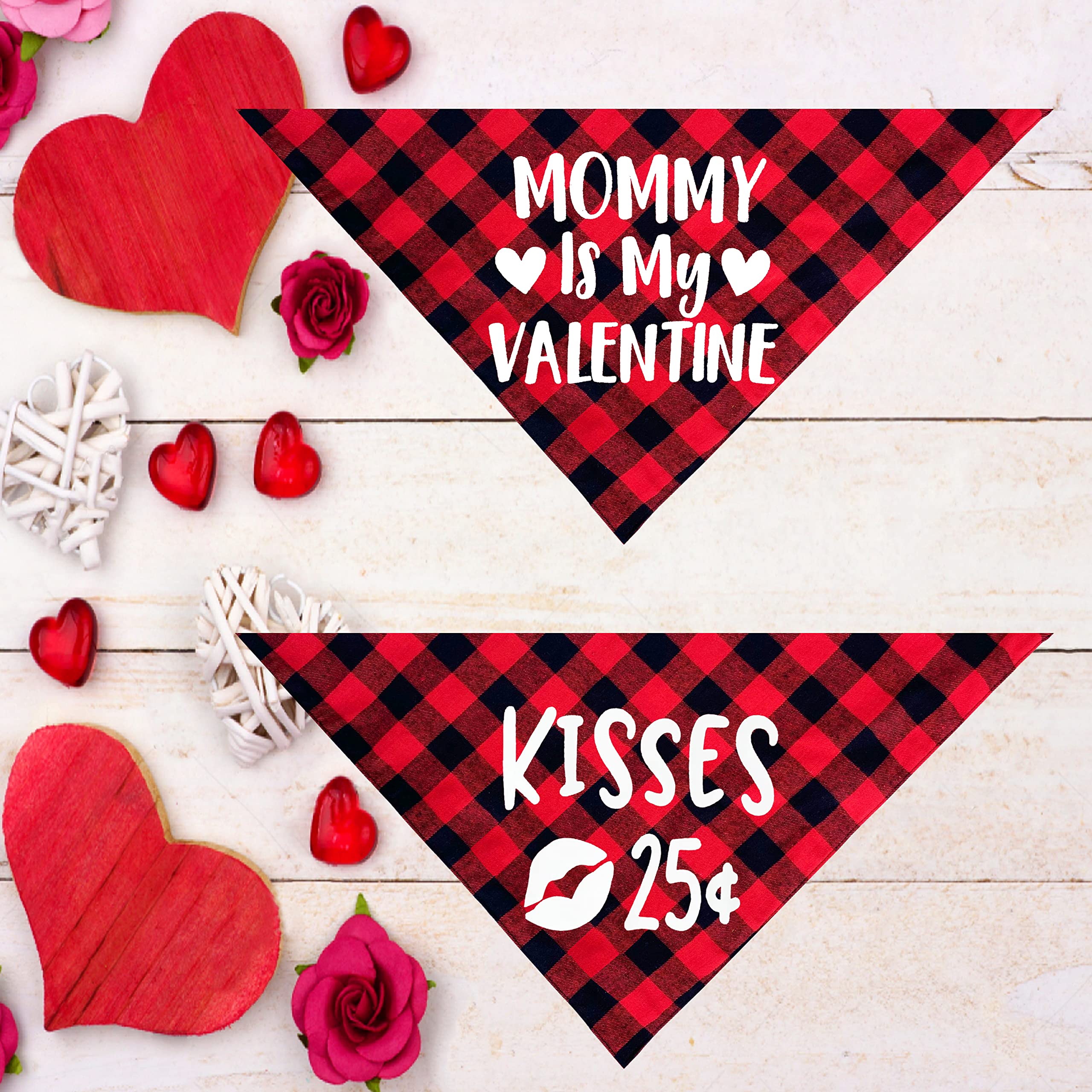 Valentine Dog Bandana for Pets - Red Buffalo Plaid for Holidays & Gifts