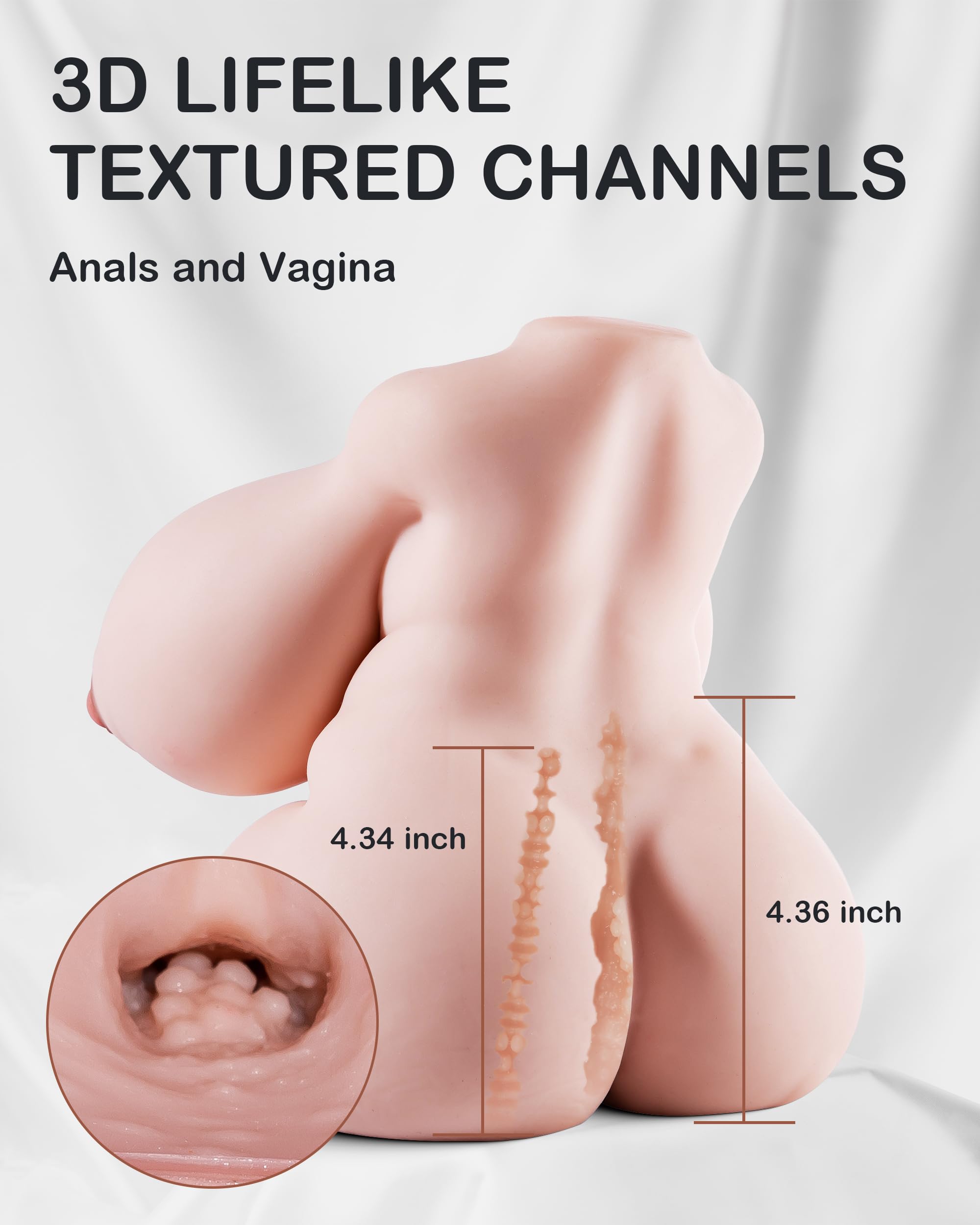Realistic 9LB Male Masturbator Sex Doll with Jelly Boobs, Vagina & Anal - 3-in-1 Torso Love Doll for Men | Includes Heating Rod, Drying Stick & Cleaning Hose | Fair Skin Pocket Pussy for Solo Play & Couples Fantasy