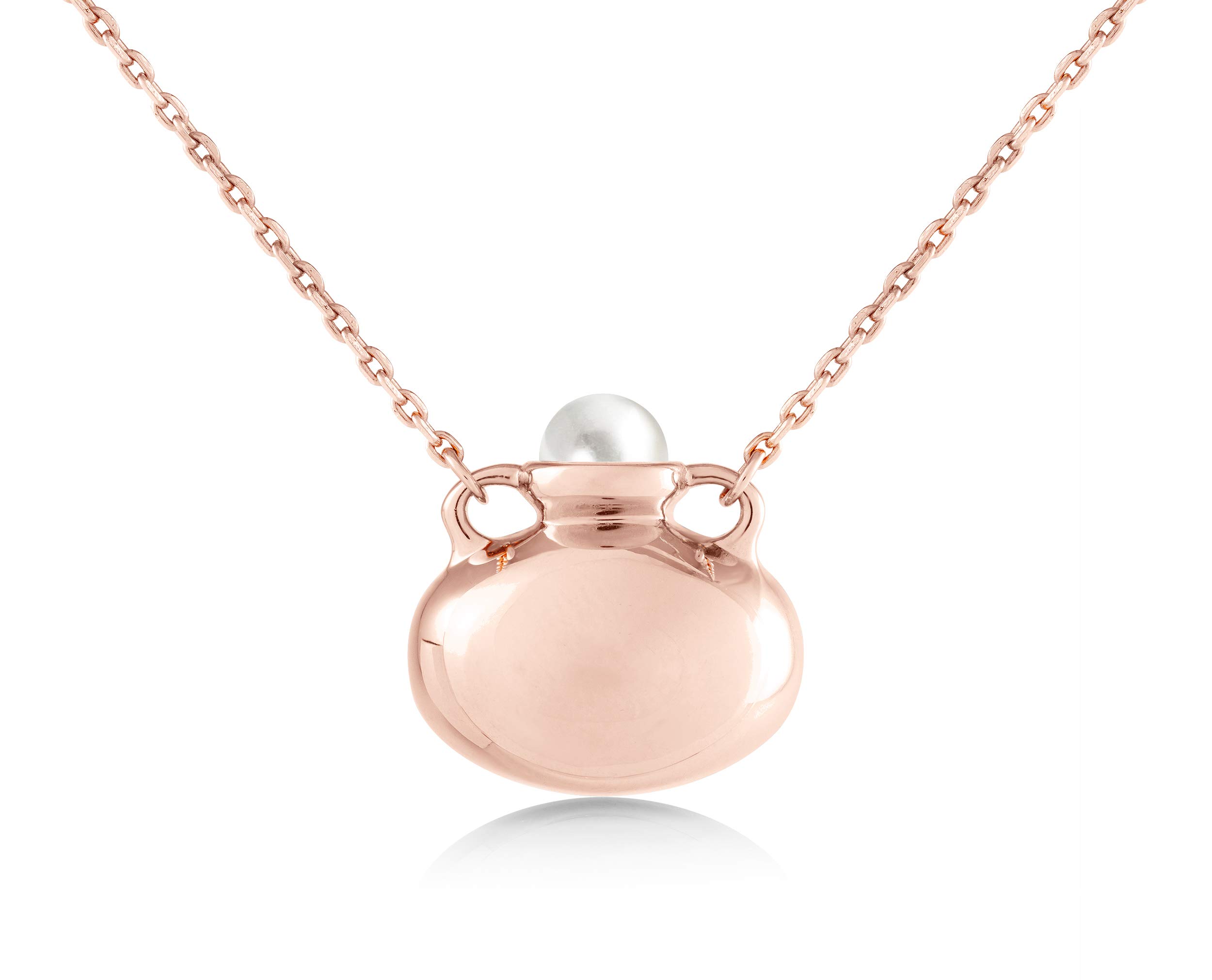 Personalized Engraved Akoya Pearl Necklace - Rose Gold Tone Amphora Vase Pendant Jewelry for Women, Gift for Mom, Bridesmaid, Anniversary | Elegant Necklace for Weddings, Parties & Special Occasions