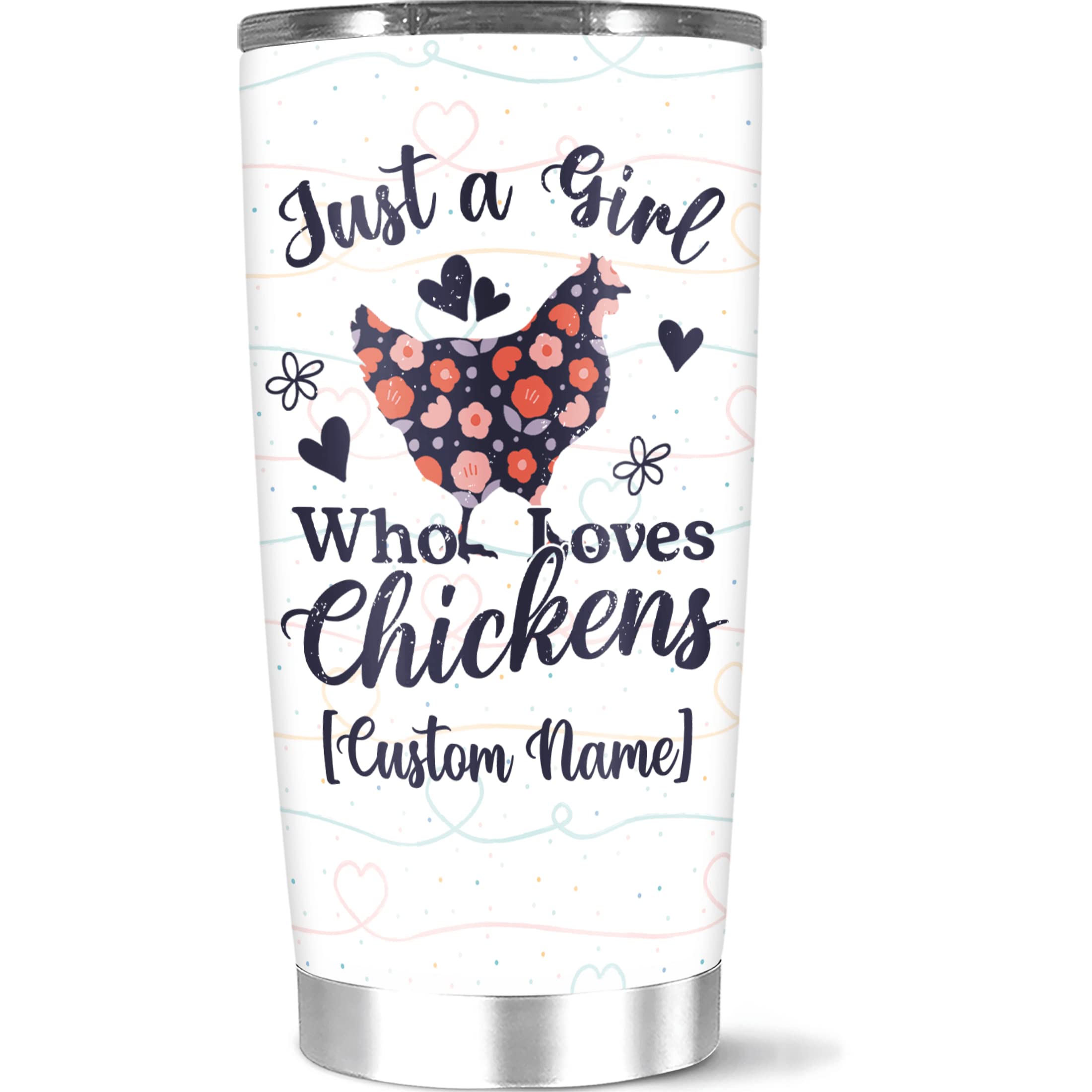 Personalized Coffee Tumbler with Custom Name - 20oz & 30oz Insulated Travel Mug for Women, Sister, Daughter - Funny Chicken Lover Quote Gift for Birthday, Holiday - Perfect for Home, Office & Travel Use