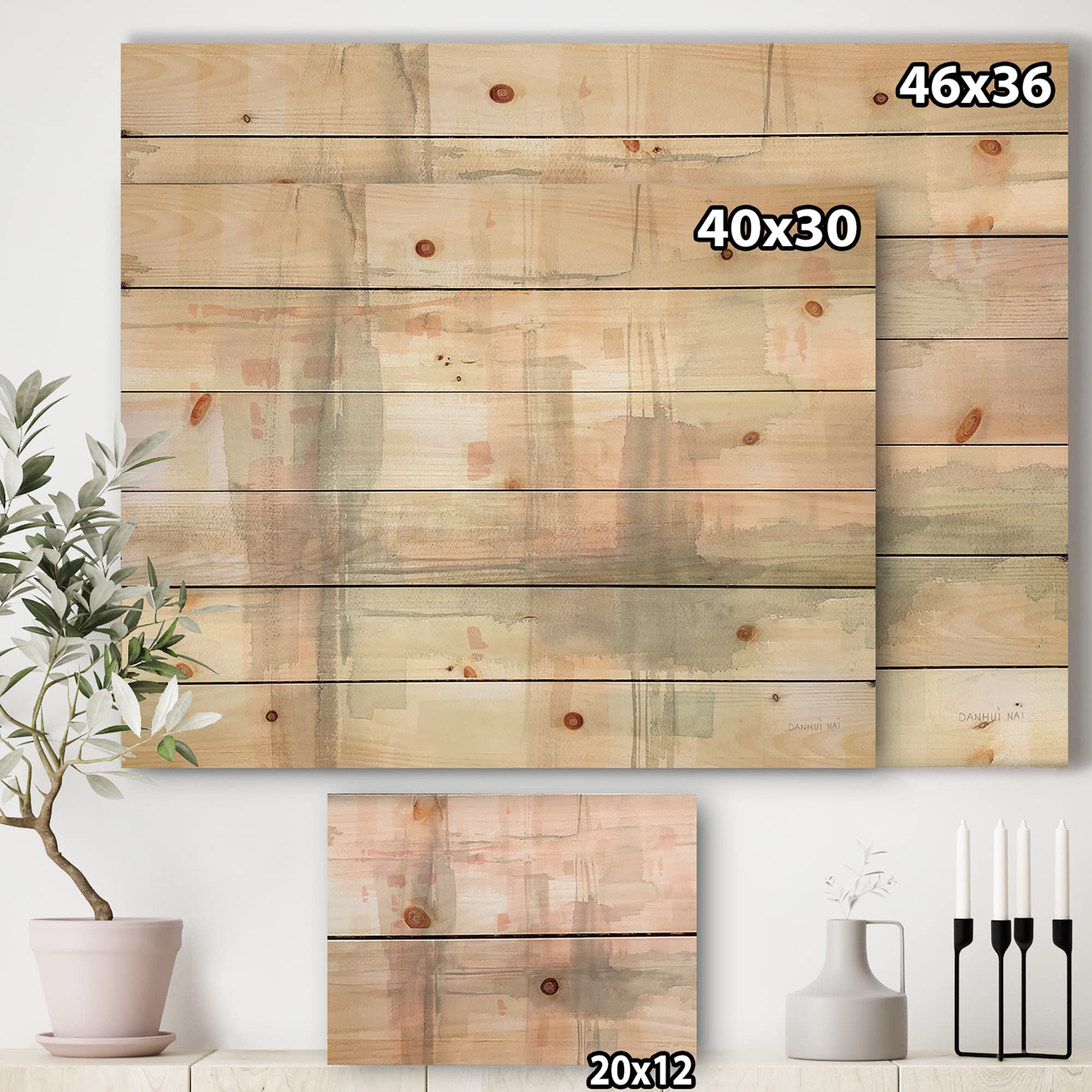 Intersect II Grey Shabby Chic Wood Wall Decor - Large Abstract Wood Wall Art Panels Printed on Natural Pine - Perfect for Living Room, Bedroom & Office Decoration