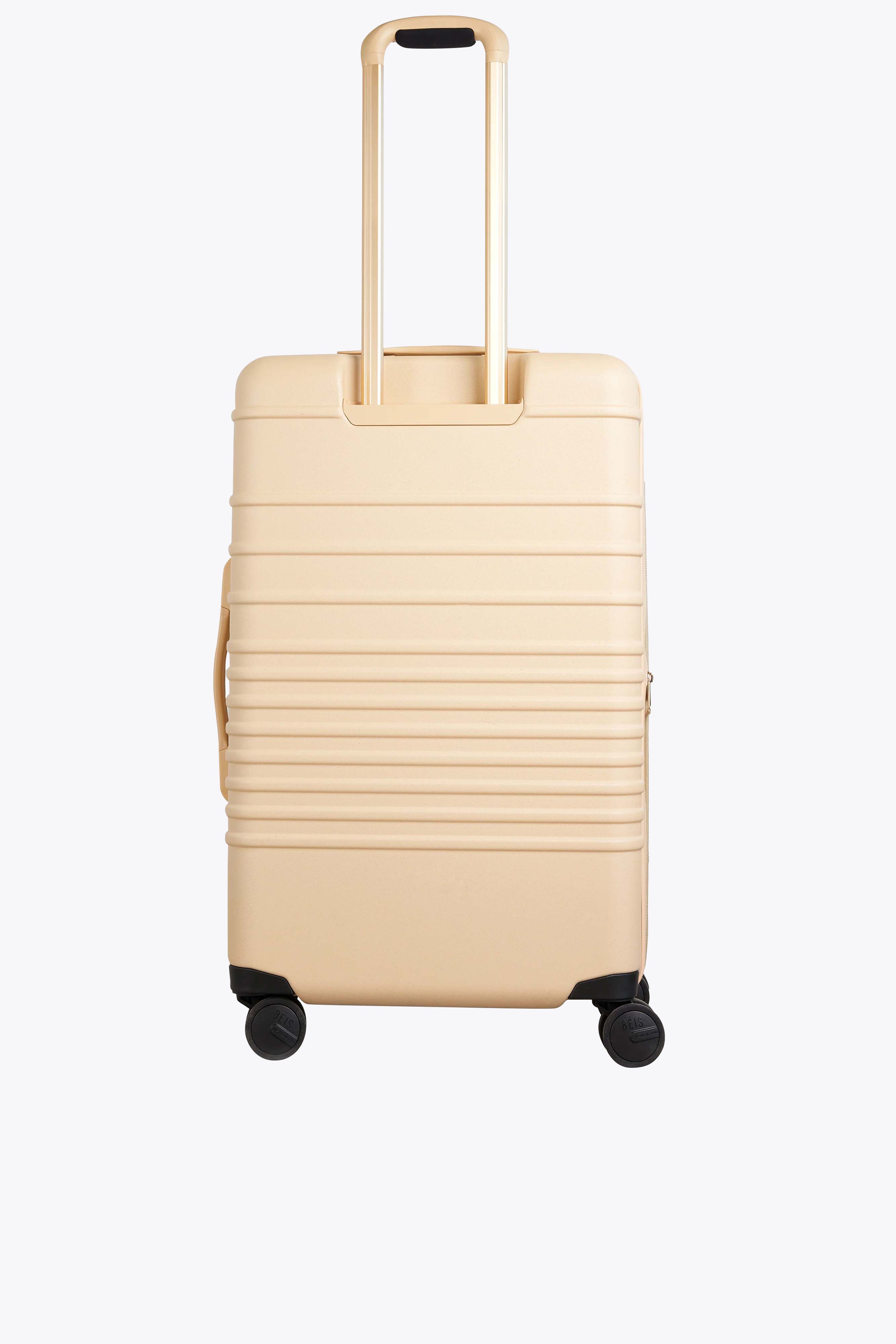 Beige Medium Check-In Roller Luggage - Lightweight Carry-On Suitcase for Travel, Business Trips & Weekend Getaways