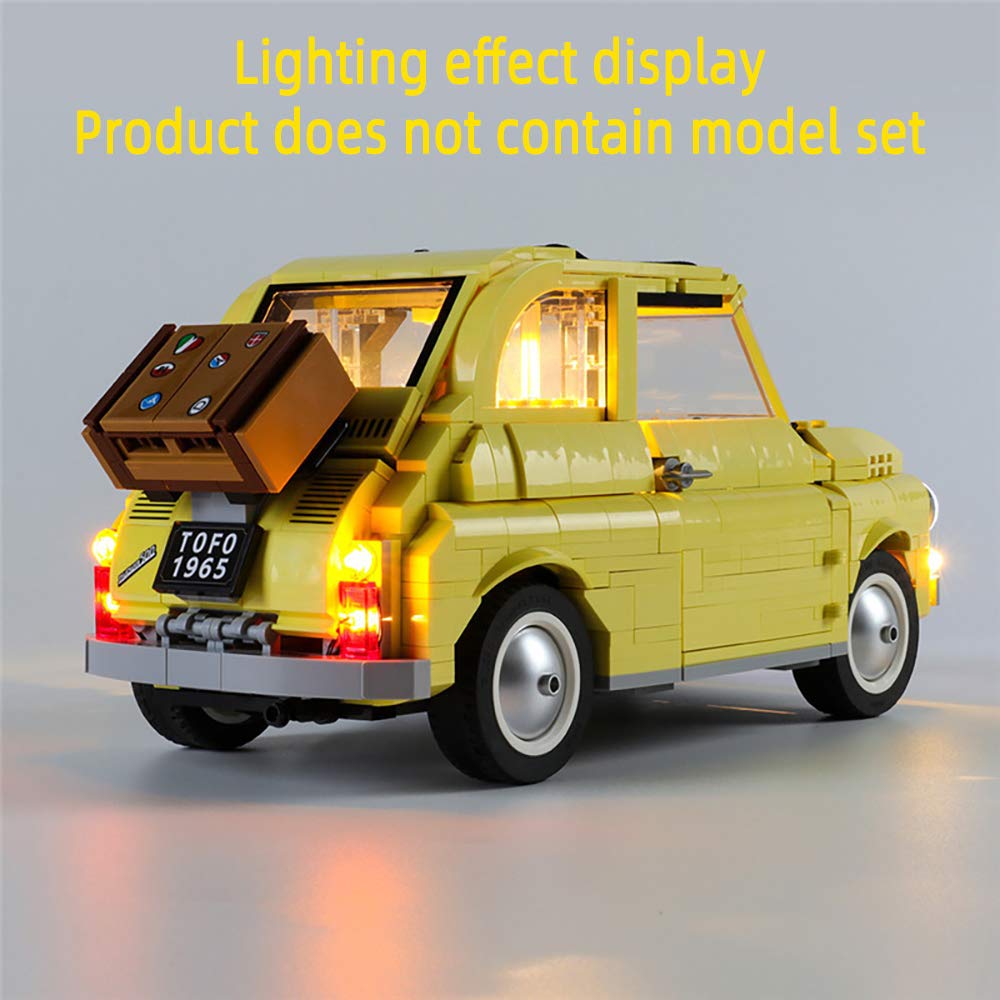 GEAMENT LED Light Kit for Creator Expert Fiat 500 (10271) Building Blocks Model - Compatible with Lego 77942 (Model Not Included) - Perfect for Display, Night Light, and Lego Car Decoration