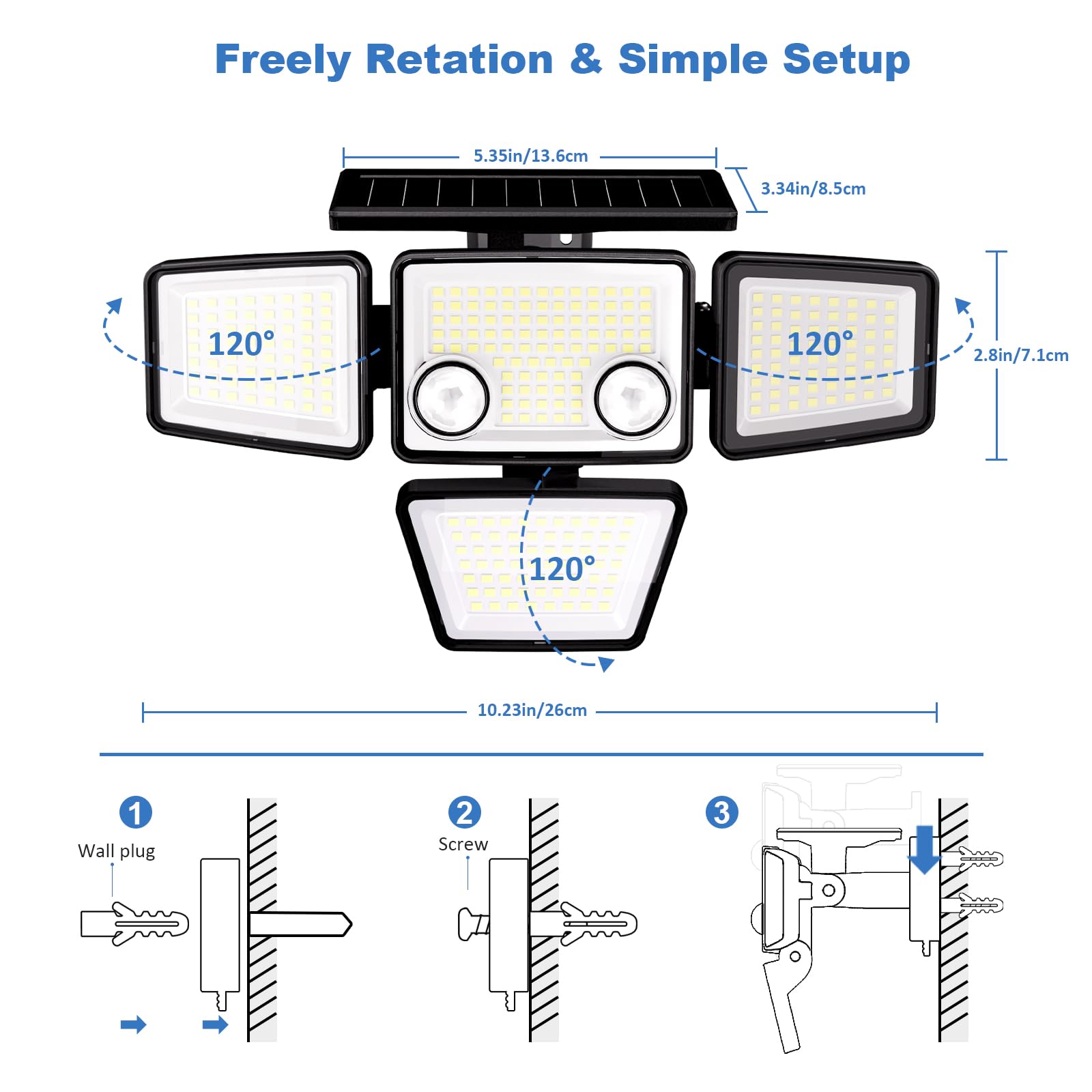 K KASONIC 286 LED Solar Motion Sensor Lights Outdoor, 4-Head 6500K Wide Angle Security Flood Lights, IP65 Waterproof for Backyard, Patio, Garden, Garage & Wall - 2 Pack - Perfect for Pathway Lighting, Driveway Safety & Landscape Illumination