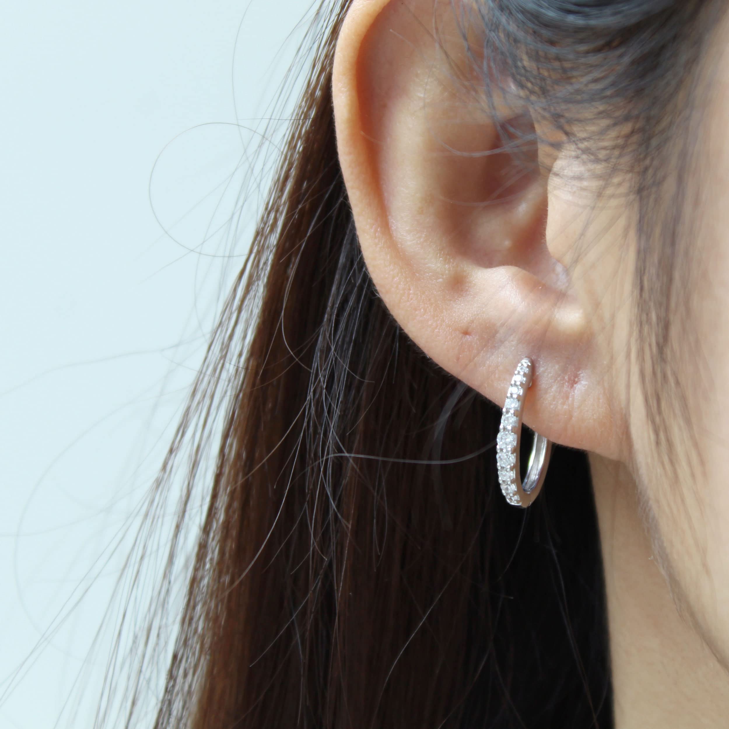 1/2 Cttw Diamond Hoop Earrings in 925 Sterling Silver - Elegant Everyday Jewelry for Women, Perfect Gift for Birthdays & Anniversaries