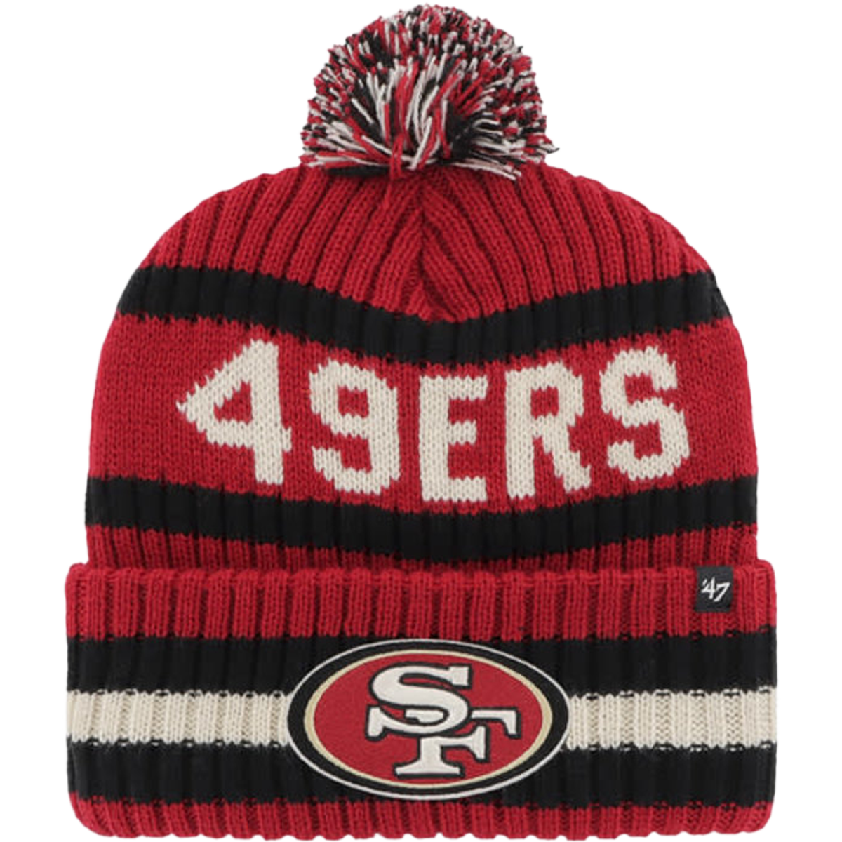 San Francisco 49ers Bering 47 Cuff Knit Beanie - Official NFL Team Logo Winter Hat for Men & Women - Perfect for Football Games, Cold Weather & Outdoor Activities