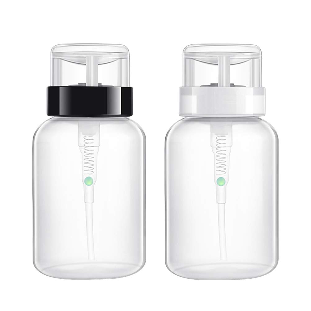 2-Pack Clear Nail Polish Pump Dispenser Bottles - Travel-Sized Empty Nail Polish Remover Containers with Clamshell Design for DIY Nail Art, Makeup & Cosmetic Liquids | Perfect for Salons, Travel Kits & Home Organization