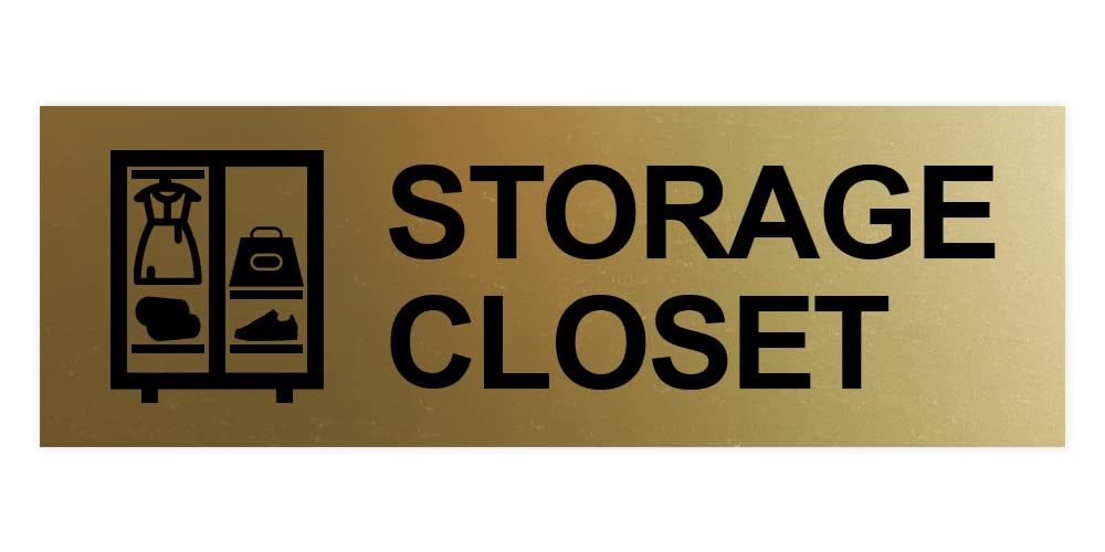 Brushed Gold Basic Storage Closet Sign - Medium Size for Home Organization & Closet Labeling