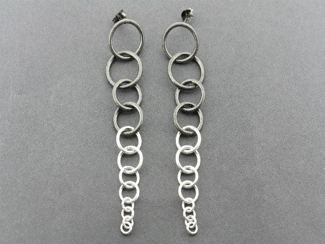 Circular Chain Reaction Earrings for Women - Silver & Oxidized Style - Perfect for Parties, Weddings, and Everyday Fashion