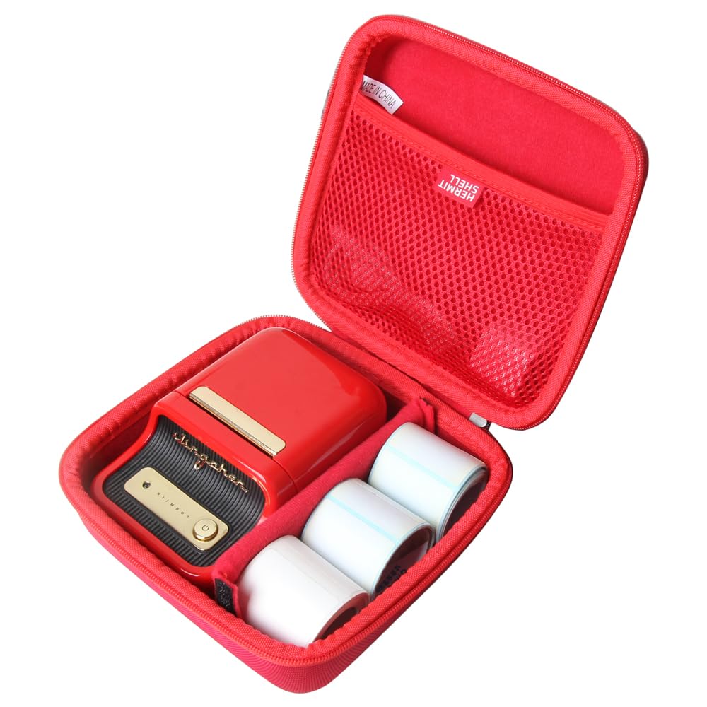 NIIMBOT B21 Inkless Label Maker Hard Travel Case - Durable Protective Cover for Label Printer, Compact & Lightweight (Red) - Perfect for Office, Home, Travel & Business Organization