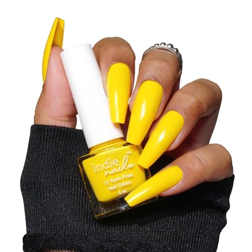 Indie Nails Minion Yellow Nail Polish - Long-Lasting High-Shine Vegan 12-Free Formula | Chip-Resistant Quick-Drying Professional Manicure Paint (5ml) | Perfect for Everyday Wear, Parties & Special Occasions