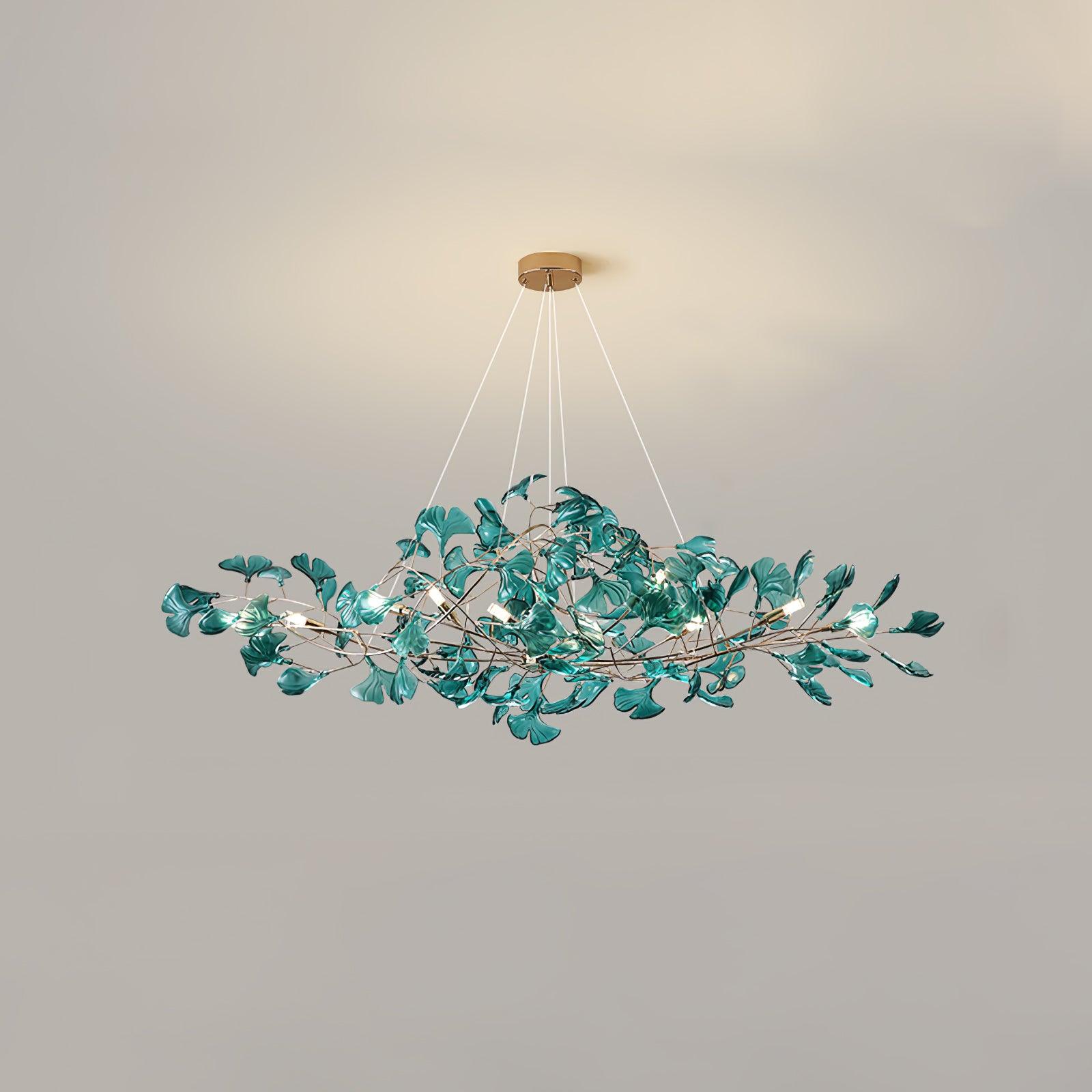 Elegant Acrylic Ginkgo Leaf Chandelier - Modern Gold Leaf Ceiling Light Fixture for Dining Room, Bedroom & Living Room Decor