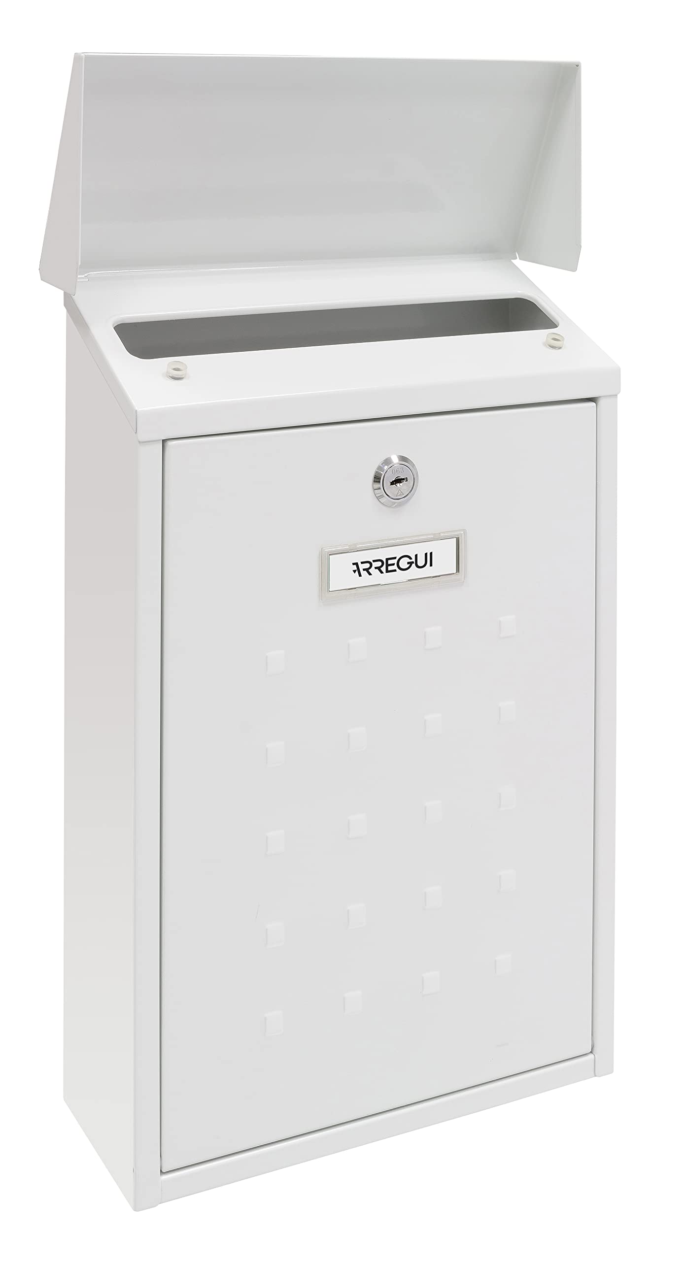 Galvanized Steel Letter Box - Medium Size (Fits DIN A4 Mail) - Weatherproof Outdoor Wall Mount Mailbox with Name Plate & Post Flap - Perfect for Homes, Offices & Garden Gates - White