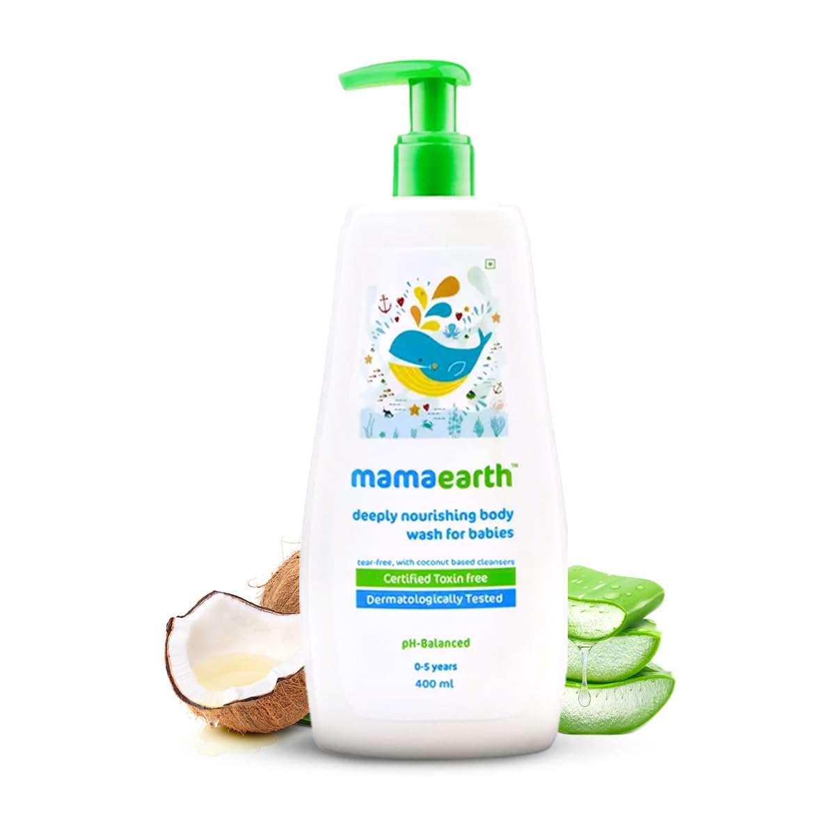 Mamaearth Deeply Nourishing Baby Body Wash - 400ml | Coconut Oil, Orange Essential Oil & Aloe Vera Extract | Tear-Free, Gentle Cleanser for Newborns & Infants | Perfect for Daily Bath & Sensitive Skin Care