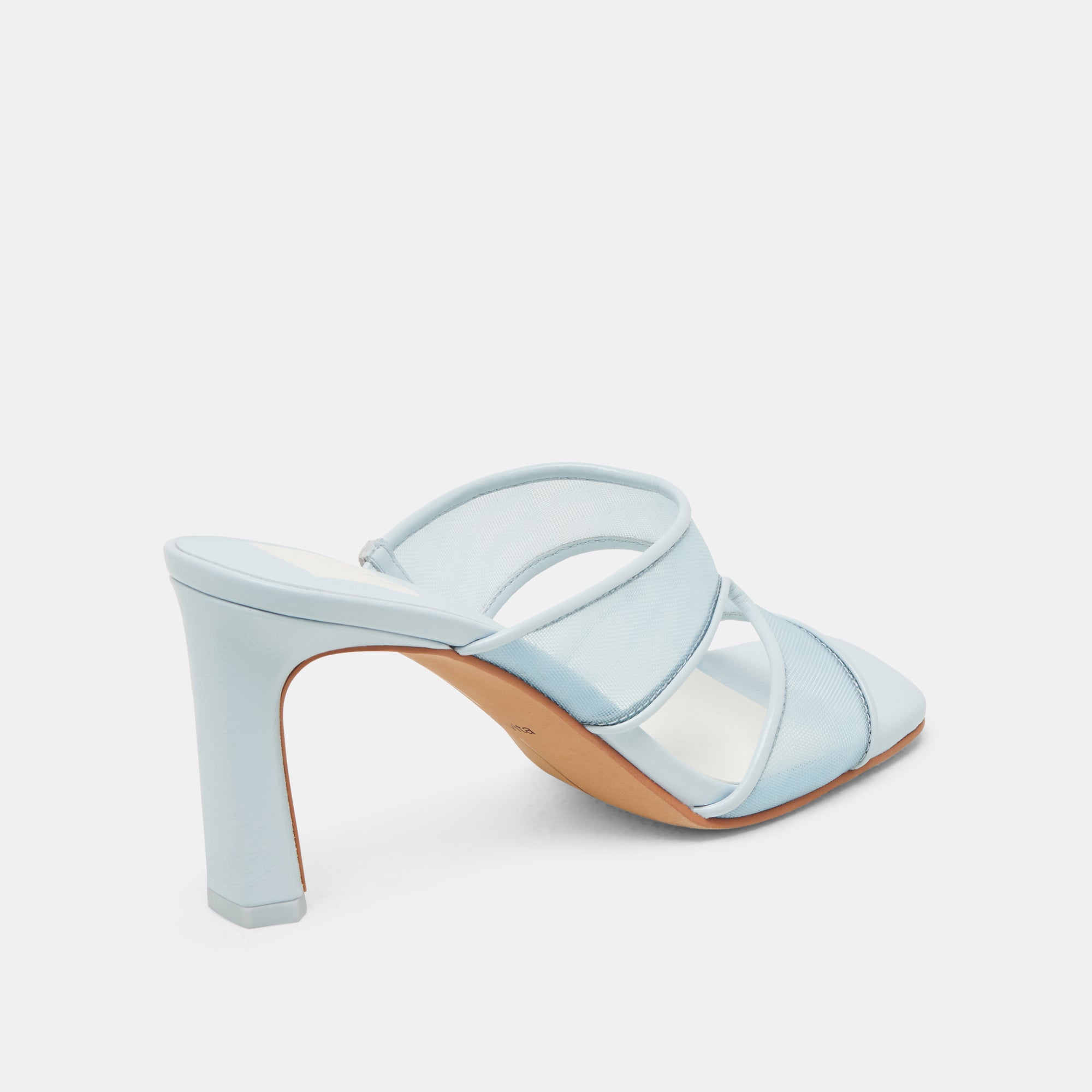 GITEL Women's Wide Heel Sandals - Ice Blue Mesh Summer Shoes for Beach, Party & Casual Outings