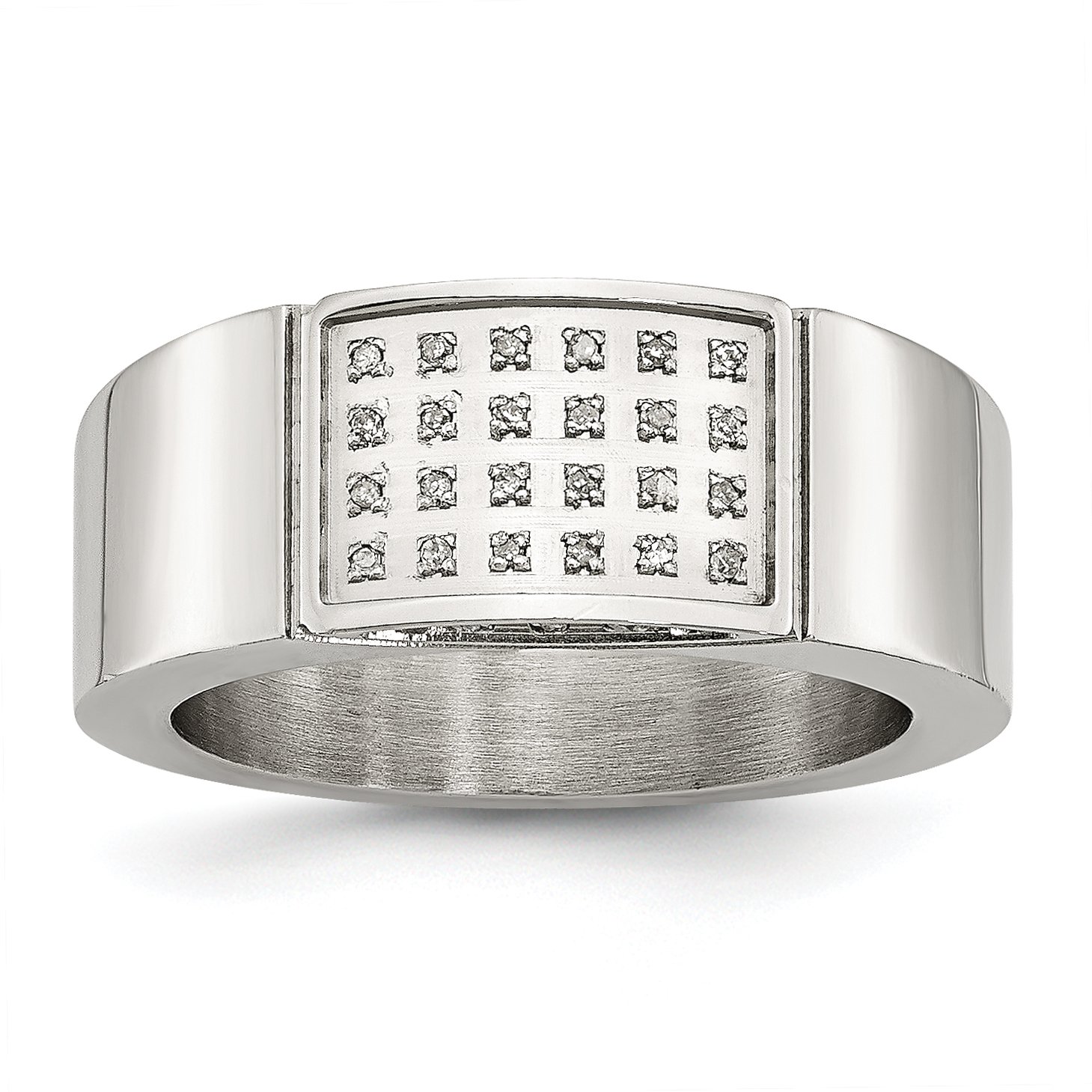 1.10ct Diamond Wedding Band Ring for Women - 9.5mm Polished Stainless Steel Engagement Ring - Perfect for Anniversary, Proposal & Everyday Wear