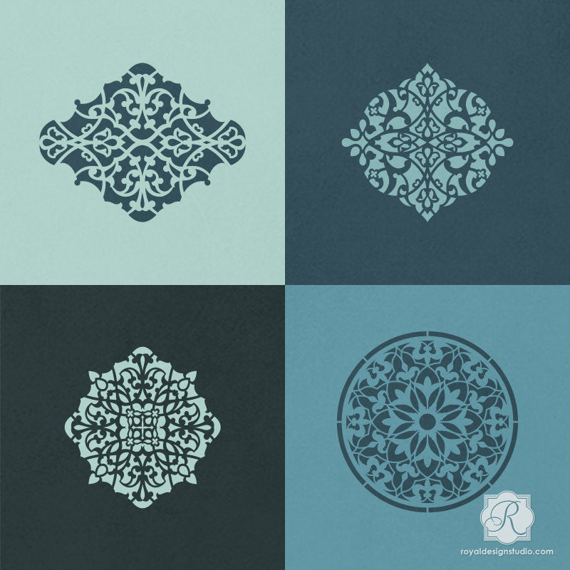 Arabesque Ornament Craft Stencil Set - 12 Piece Reusable DIY Painting Templates for Walls, Furniture & Fabric - Perfect for Home Decor, Scrapbooking & Art Projects