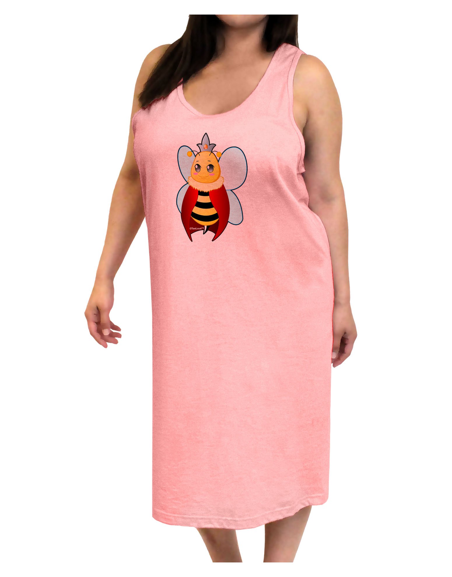 TOOLOUD Queen Bee Tank Top Dress - Funny Mothers Day Gift for Women, Cute Casual Night Shirt for Sleepwear, Lounge & Summer Outfits