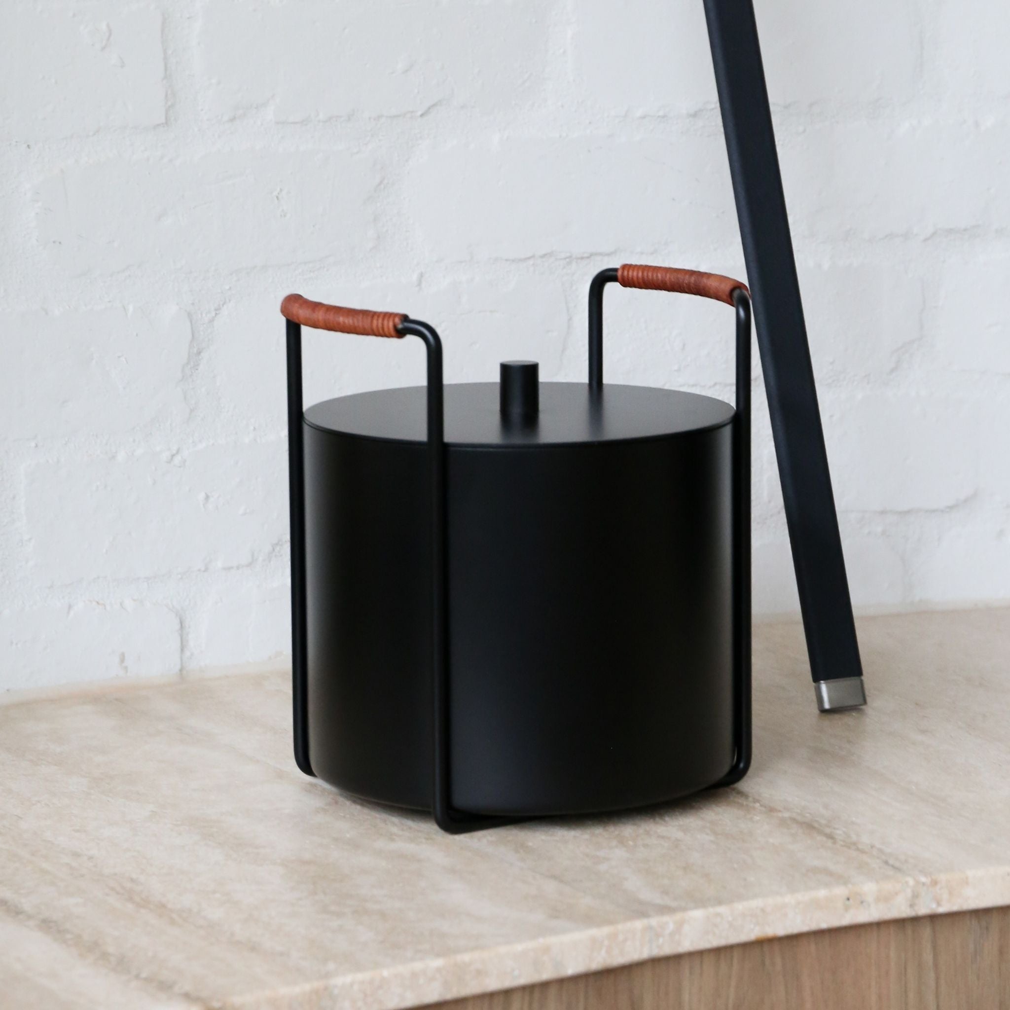 FERM LIVING Black Port Kindling & Ash Bucket - Fireplace Accessories for Wood Stove, Camping & Outdoor Fire Pit Use