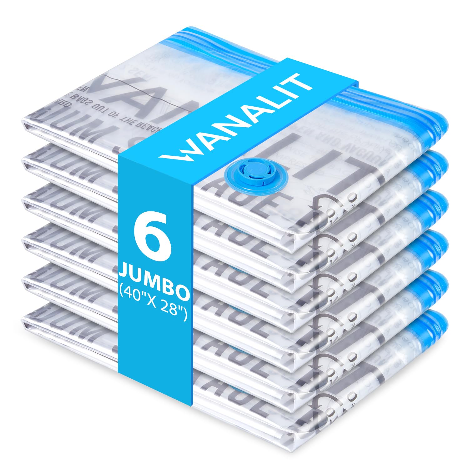 6 Pack Jumbo Vacuum Storage Bags (40