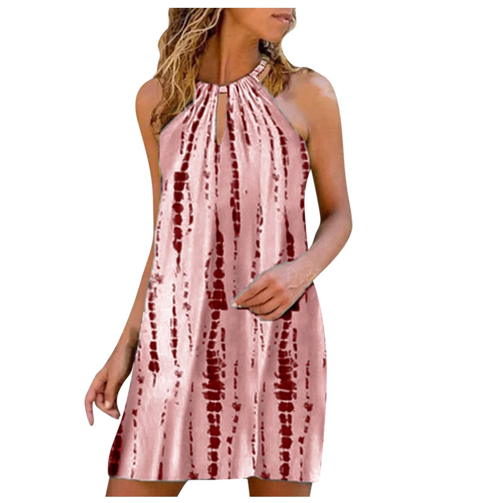 Elegant Women's Party Dress - Sleeveless Off Shoulder Halter Mini Dress with Floral Print | Perfect for Cocktail Parties, Date Nights & Summer Events
