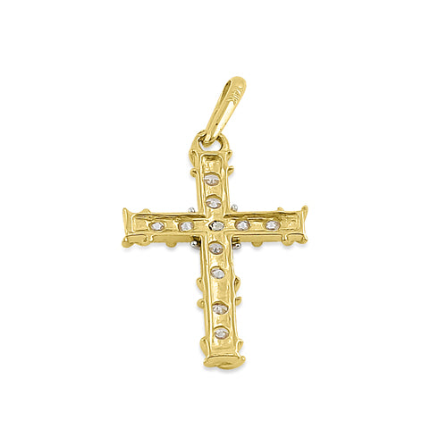 14K Yellow Gold & White Gold Bond Cross CZ Pendant for Women - Elegant Religious Jewelry Gift for Baptism, Confirmation & Everyday Wear