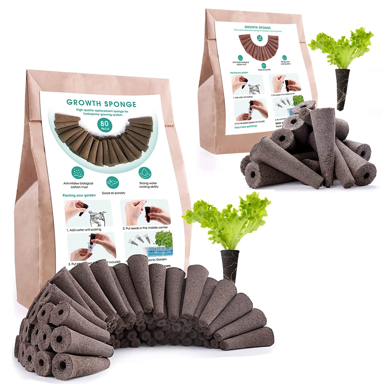 VIC VSEE 96 Pack Hydroponic Grow Sponges - AeroGarden Compatible Seed Starter Pods for Faster Root Growth | Perfect Replacement Sponges for Indoor Hydroponic Gardening & Herb Growing Systems | Ideal for Home Gardeners & Urban Farming