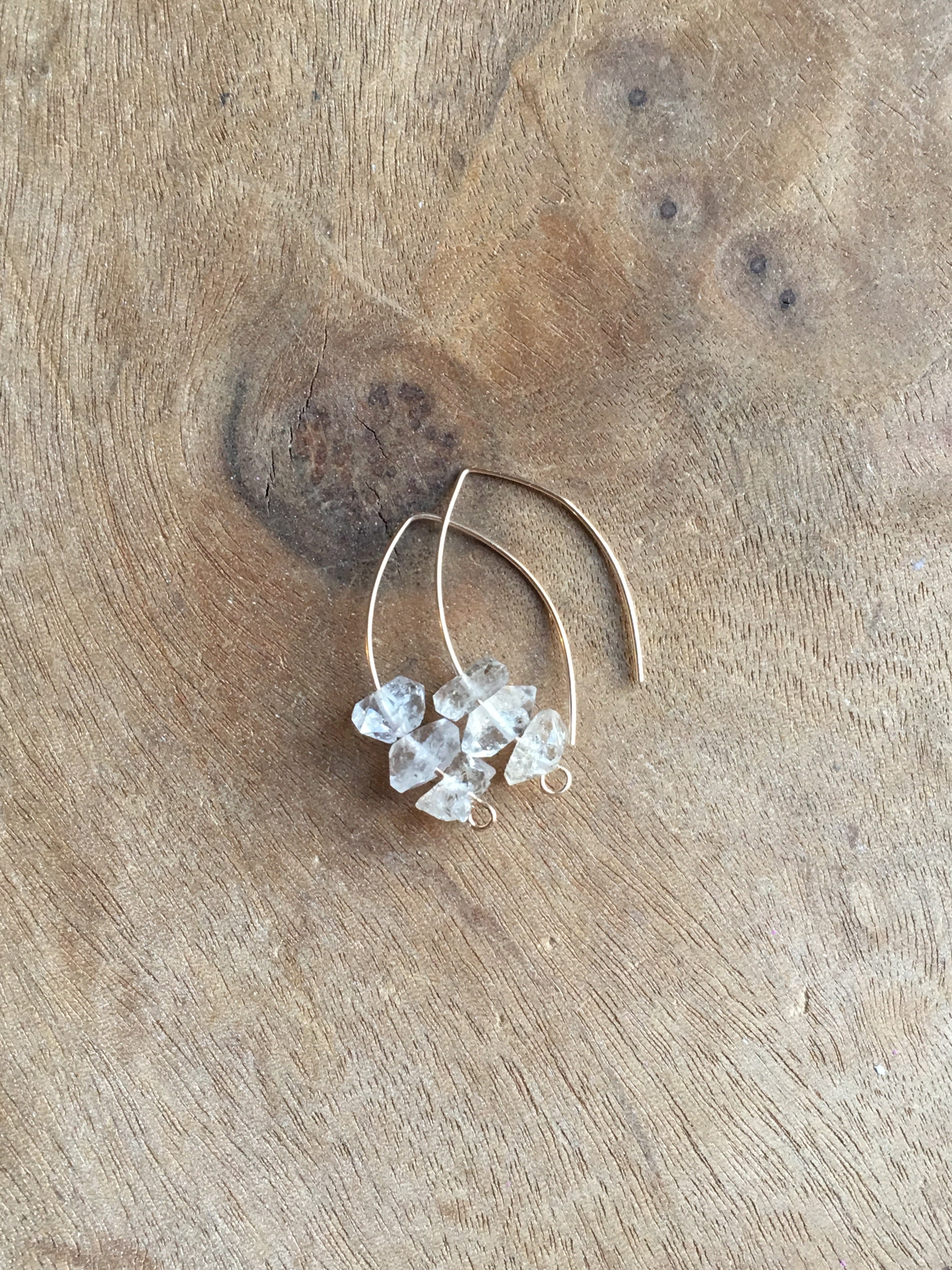 Natural Herkimer Diamond Earrings - Raw Crystal Jewelry for April Birthstone | Boho Chic Earrings for Women, Gift for Her, Healing Crystal Jewelry for Spiritual Energy & Everyday Wear