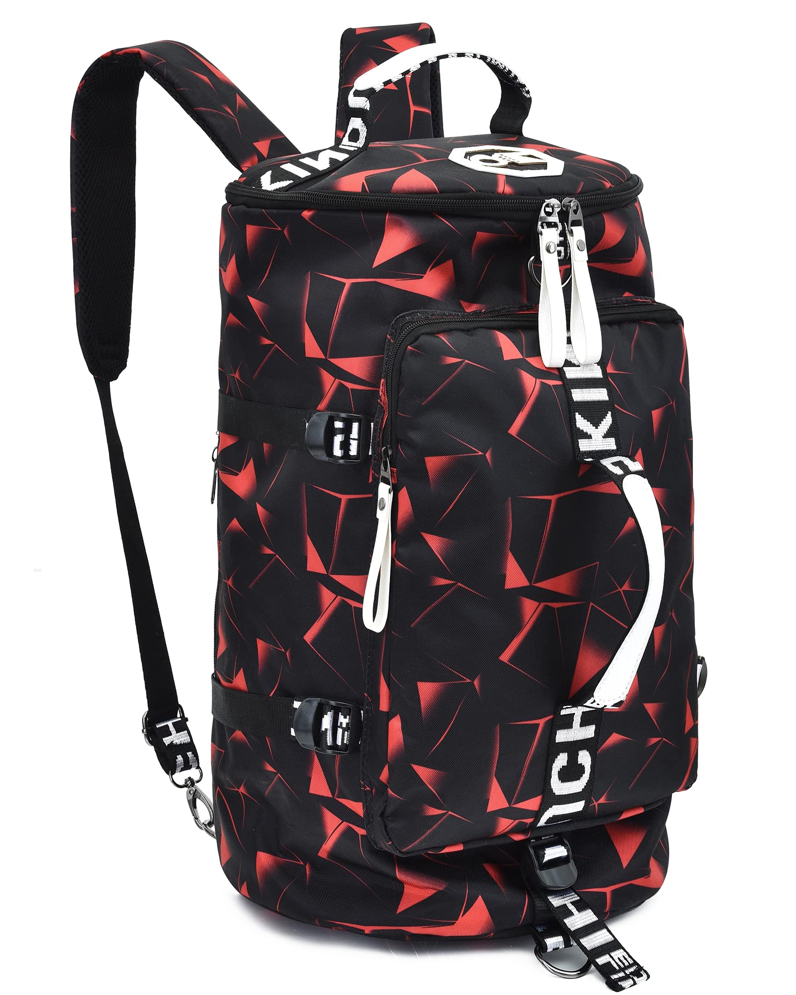 SAVAHIKER 40L Gym & Sport Backpack - Duffle Bag, Sling Bag & Crossbody Daypack for Men & Women | Water-Resistant Travel Backpack with Adjustable Shoulder Strap | Perfect for Gym, Hiking, Work & Travel (Gemstone Red)