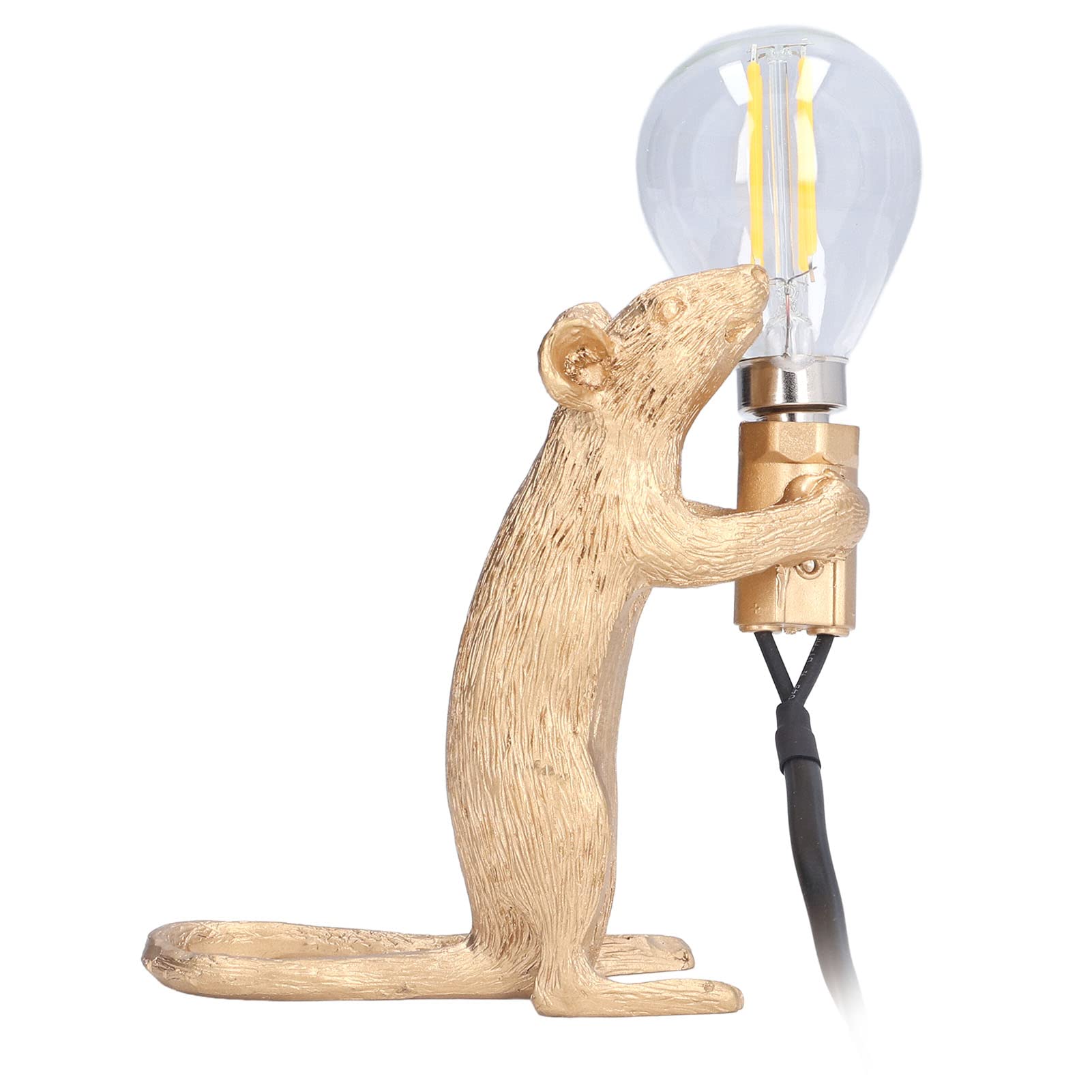DJDK Animal Lamp - Modern Resin Mouse Night Light with Soft Lighting, Simple Operation & Lifelike Design - Golden Standing Desk Lamp for Home, Cafe, Office, Bedroom Decor (American Plug) - Perfect for Cozy Ambiance, Reading Nook & Gift Giving