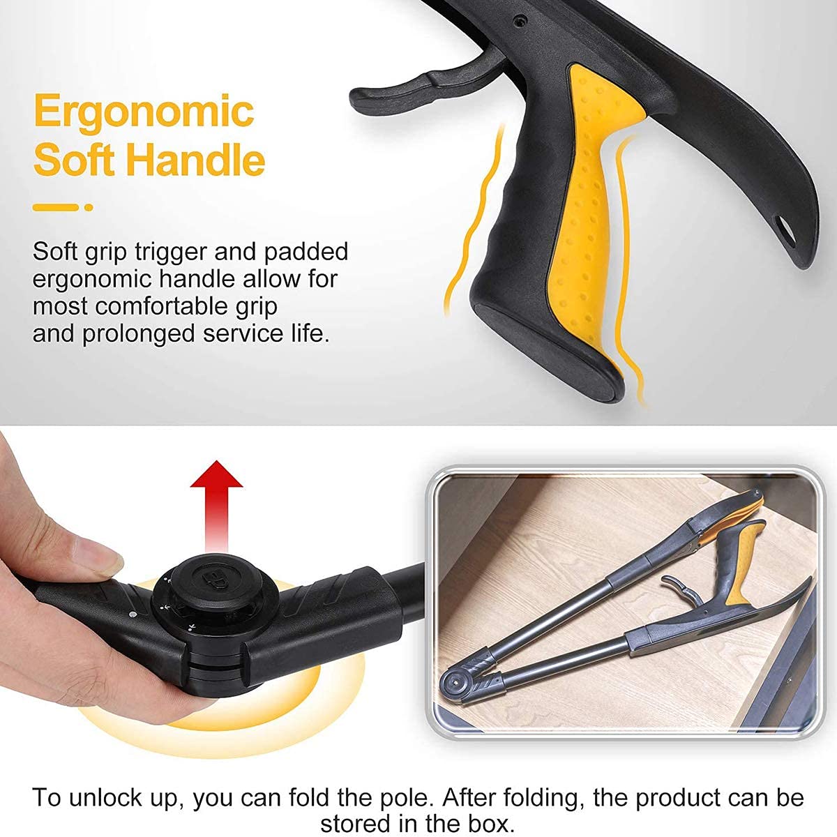 Litter Picker Grabber Tool - 90° Rotating Head & 32